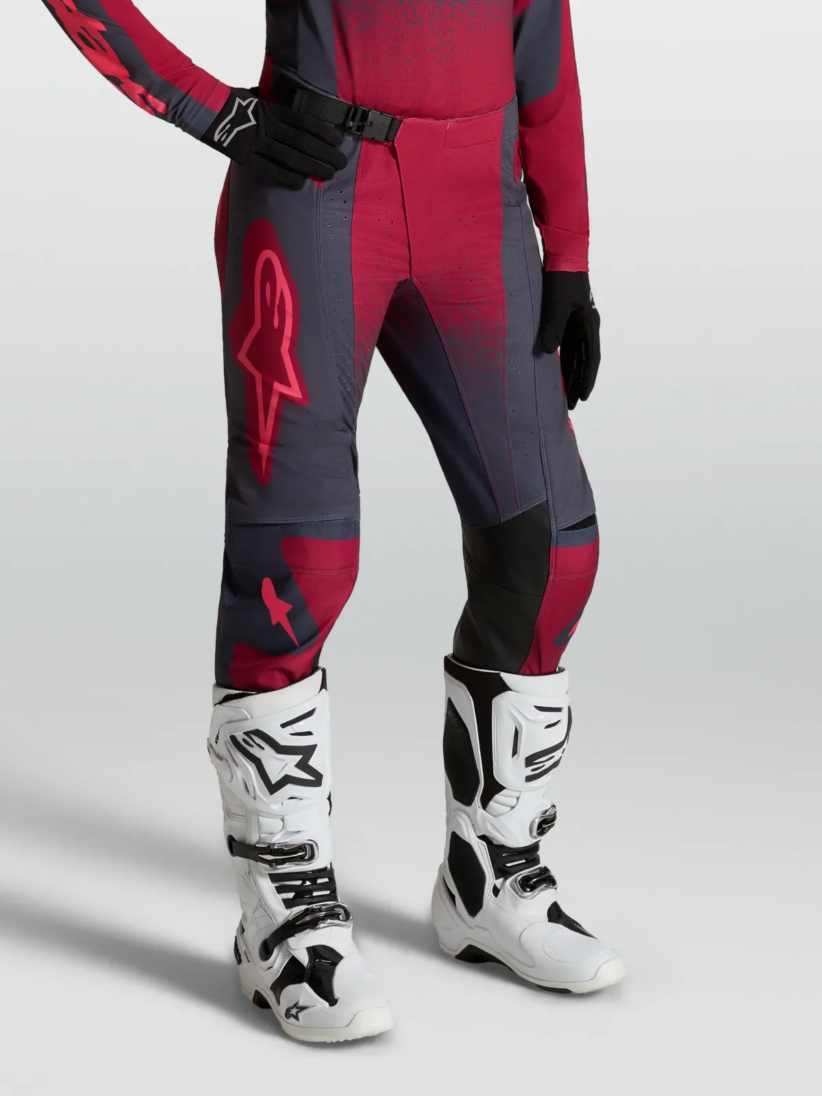 Дамски мотокрос панталон Alpinestars Stella Techstar Swan Crimson Dark Gray Rouge Red