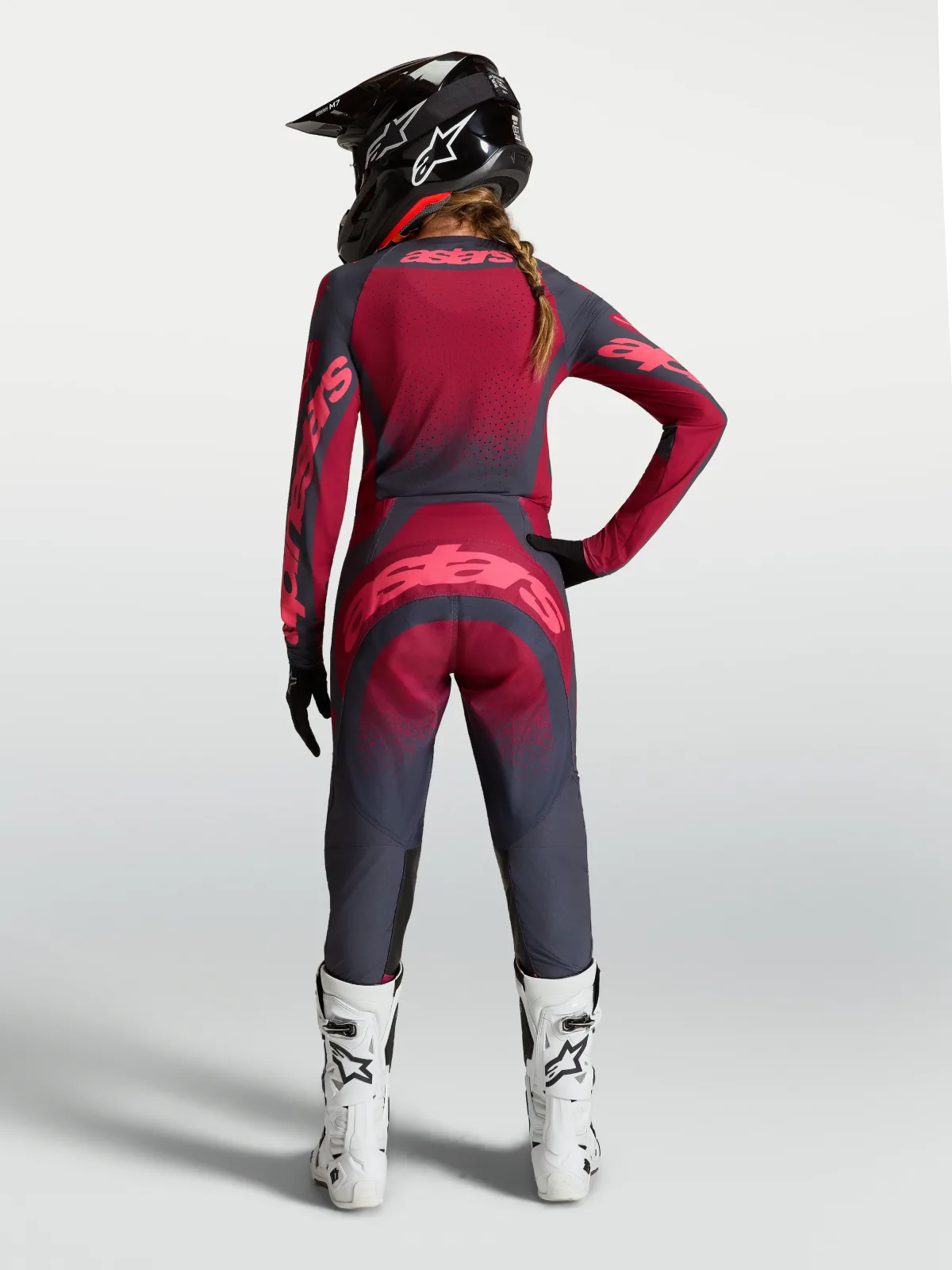 Дамски мотокрос панталон Alpinestars Stella Techstar Swan Crimson Dark Gray Rouge Red