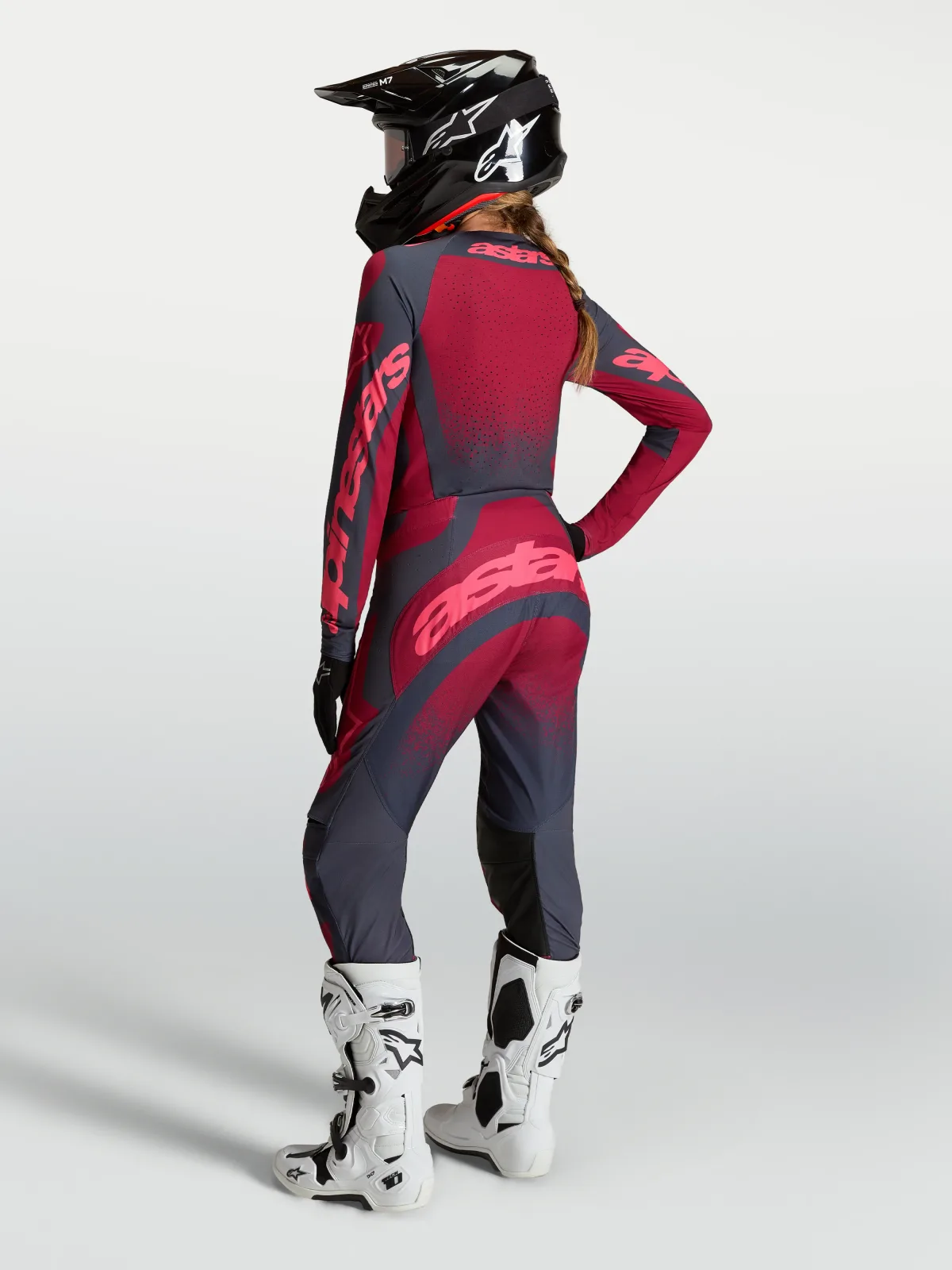 Дамски мотокрос панталон Alpinestars Stella Techstar Swan Crimson Dark Gray Rouge Red