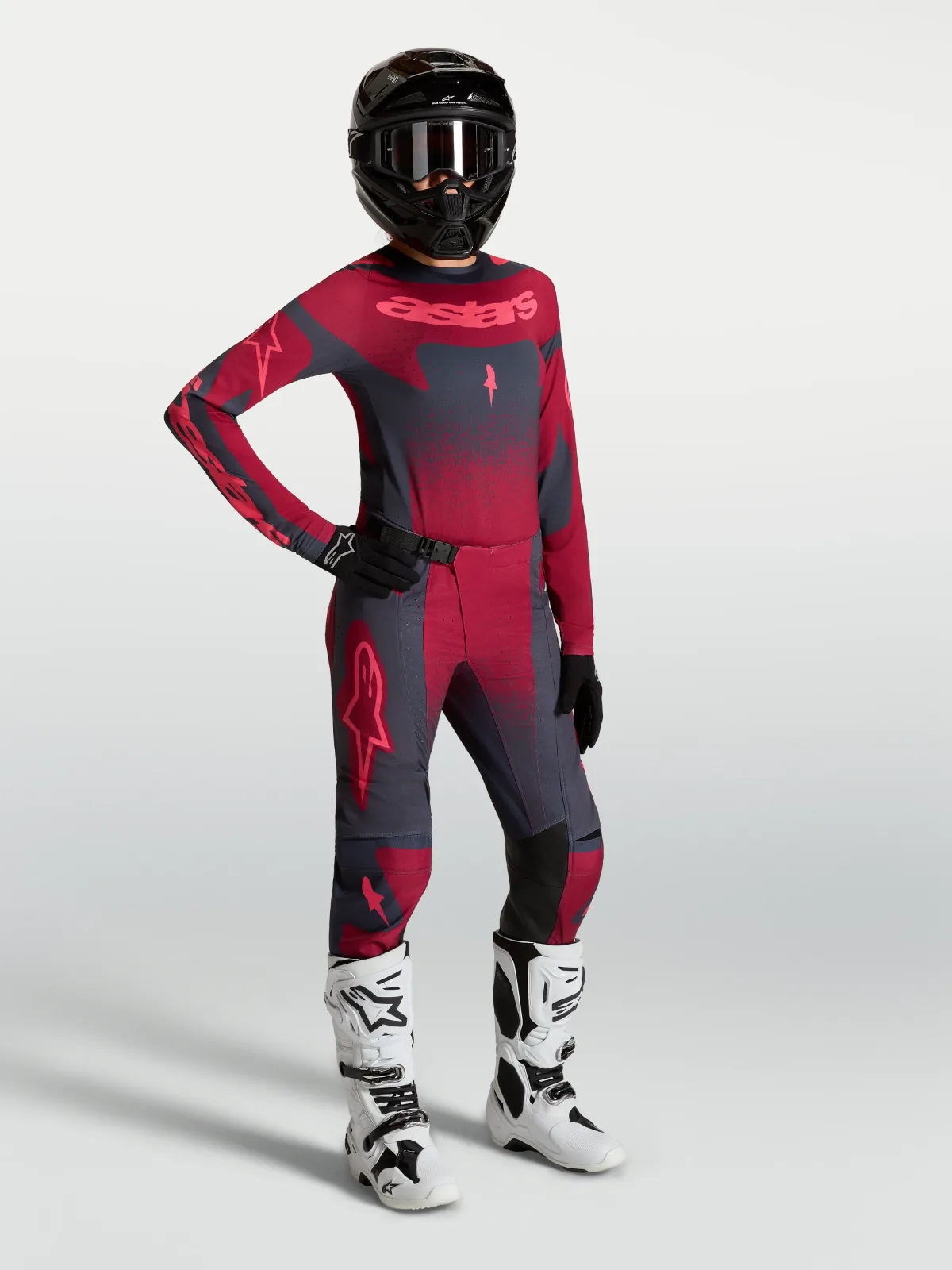 Дамски мотокрос панталон Alpinestars Stella Techstar Swan Crimson Dark Gray Rouge Red