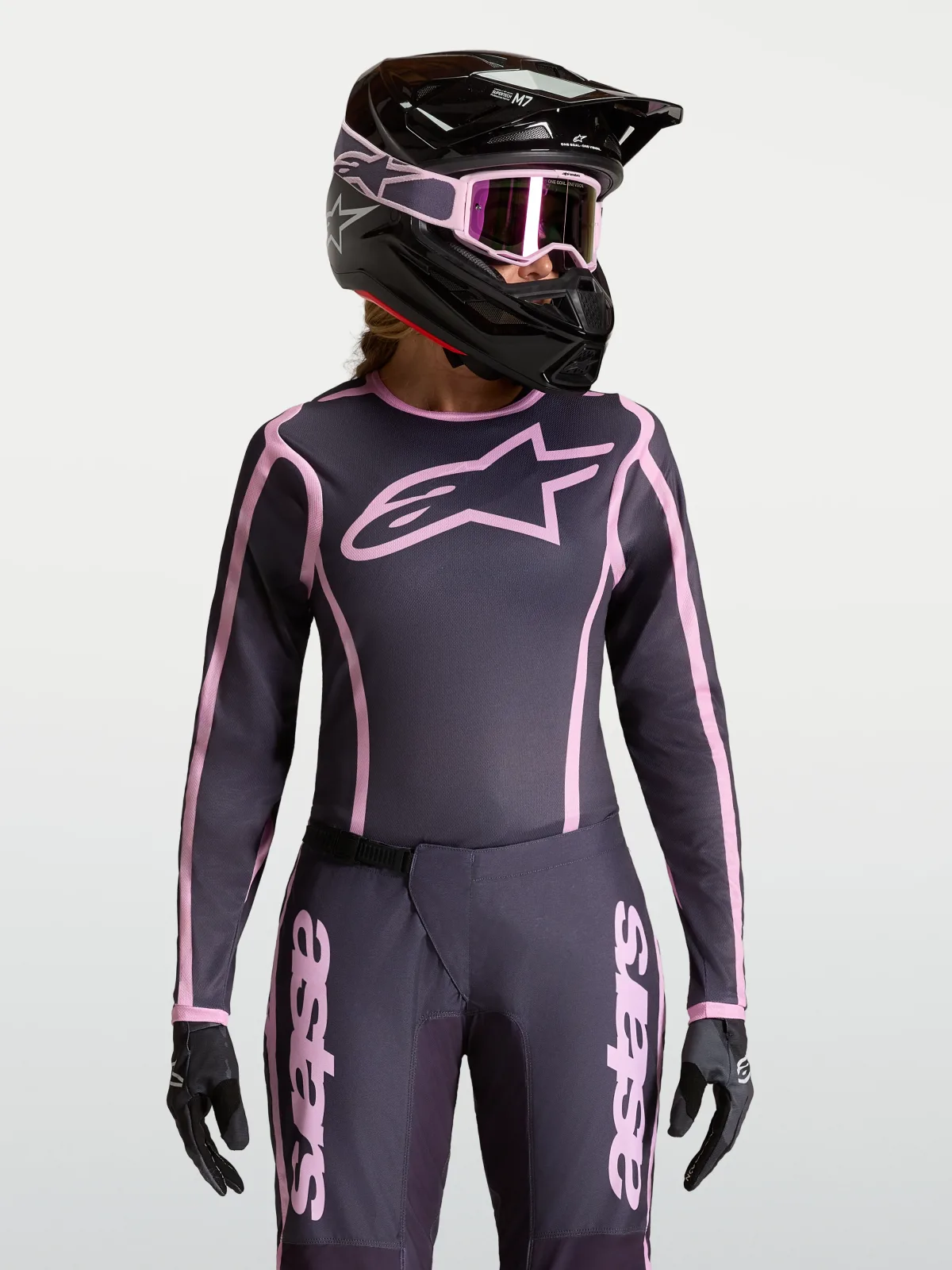 Дамско мотокрос джърси Alpinestars Stella Fluid Apex V2 Graystone Old Pink