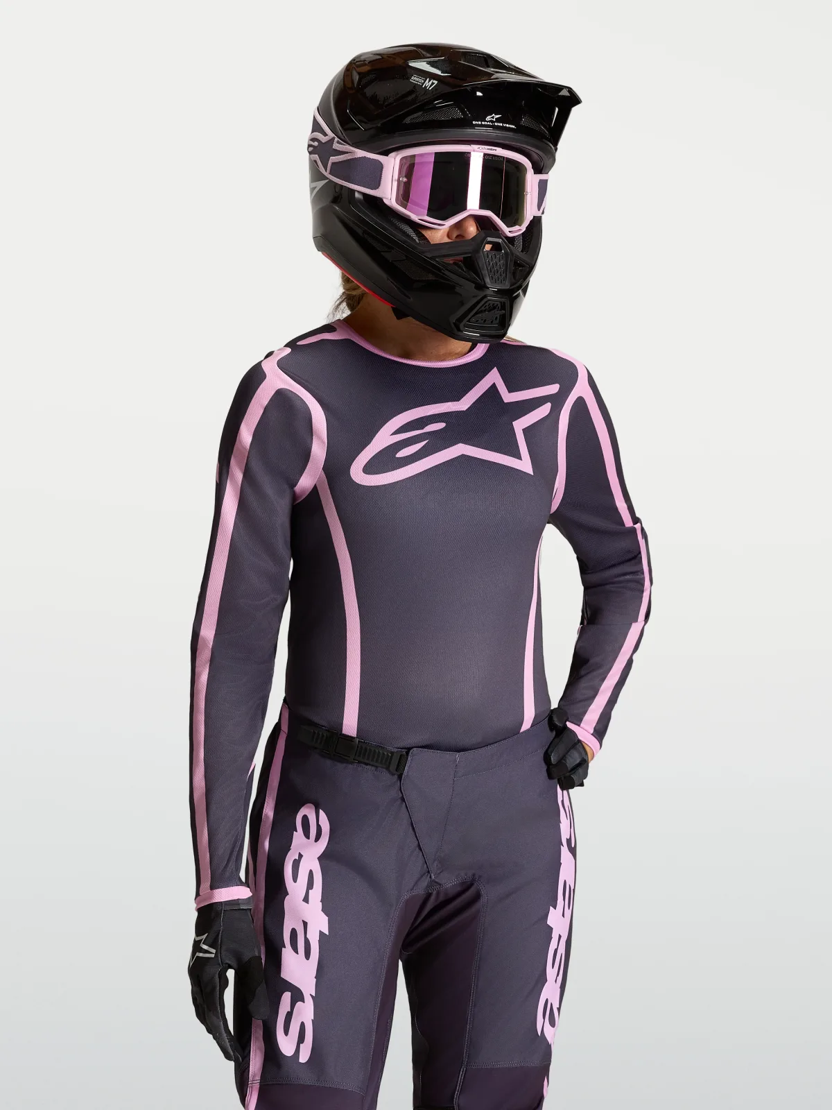 Дамско мотокрос джърси Alpinestars Stella Fluid Apex V2 Graystone Old Pink