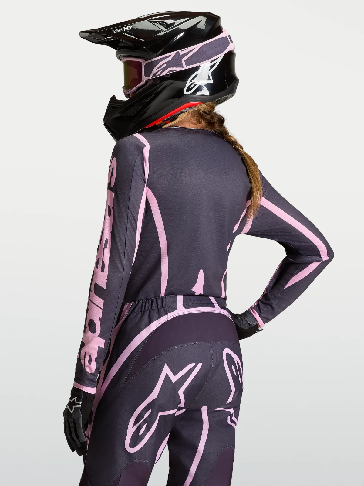 Дамско мотокрос джърси Alpinestars Stella Fluid Apex V2 Graystone Old Pink