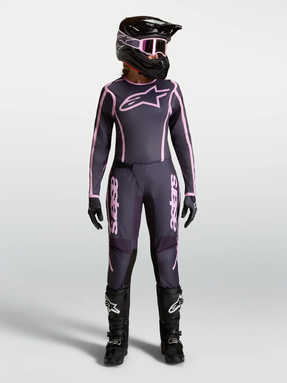 Дамско мотокрос джърси Alpinestars Stella Fluid Apex V2 Graystone Old Pink