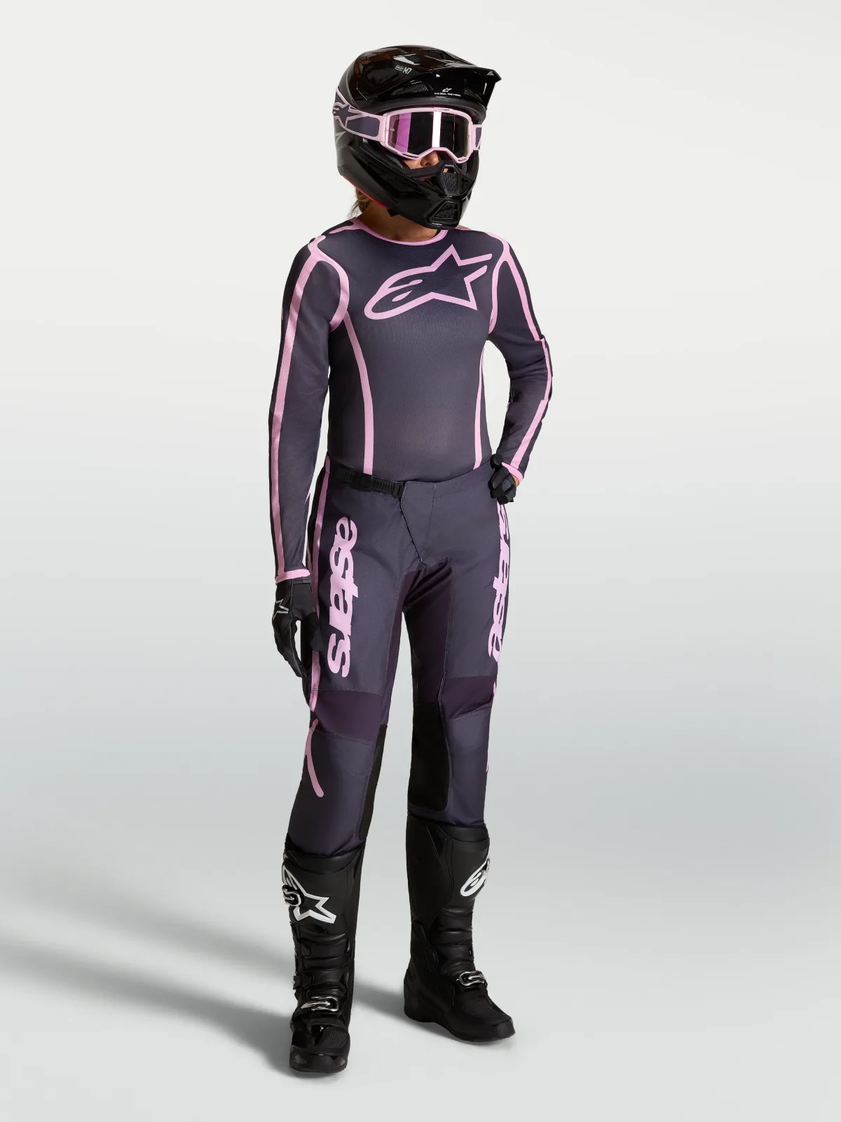 Дамско мотокрос джърси Alpinestars Stella Fluid Apex V2 Graystone Old Pink