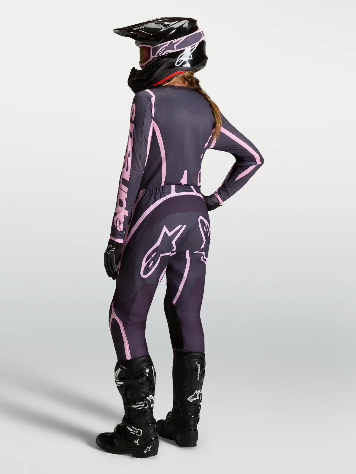 Дамско мотокрос джърси Alpinestars Stella Fluid Apex V2 Graystone Old Pink