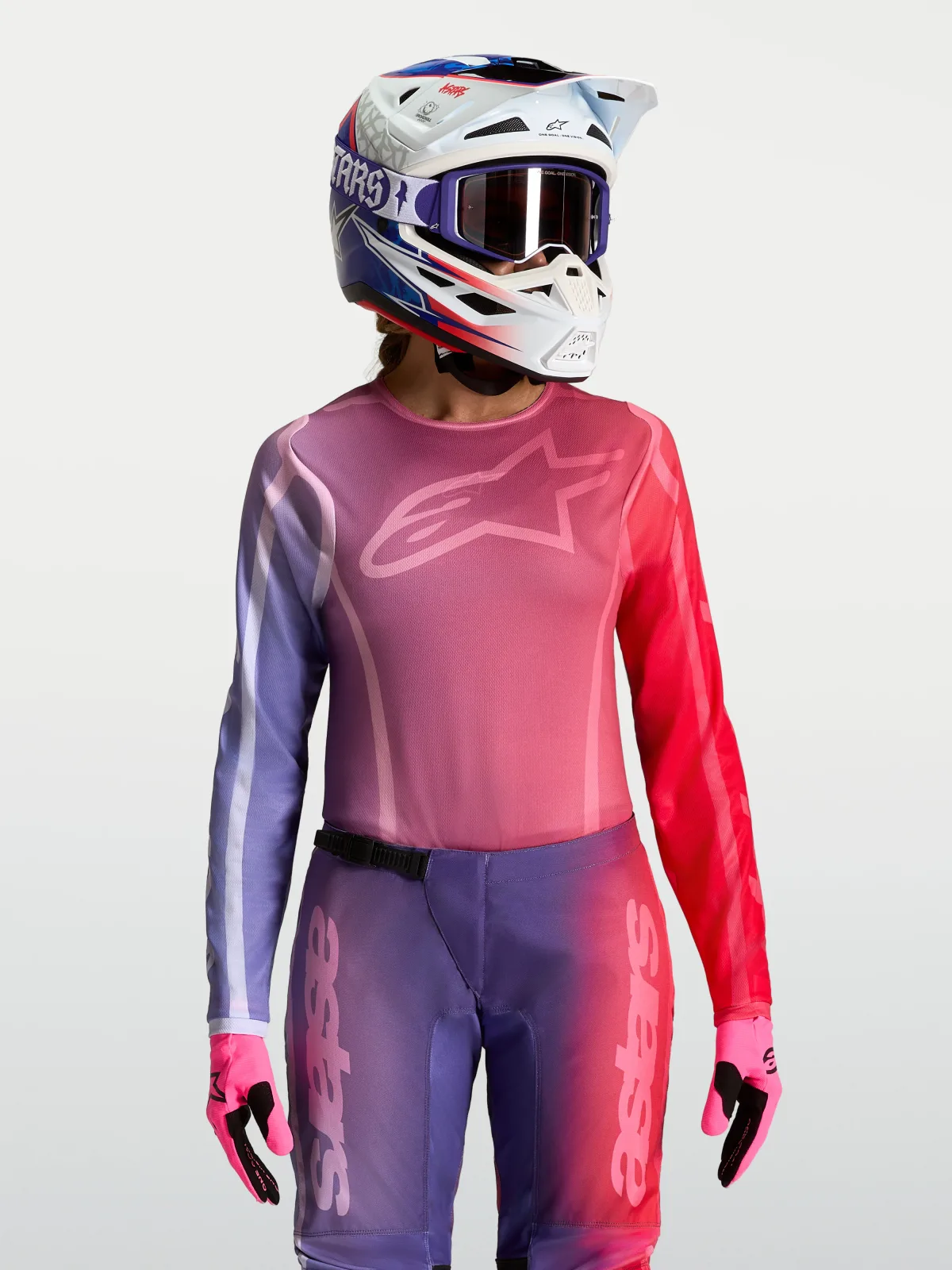Дамско мотокрос джърси Alpinestars Stella Fluid Kepler Purple Rouge Red