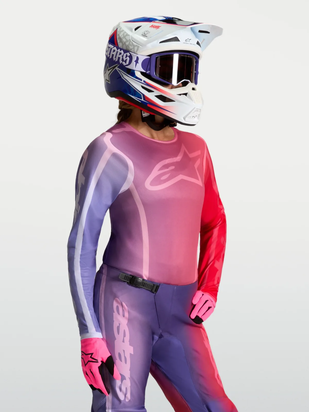 Дамско мотокрос джърси Alpinestars Stella Fluid Kepler Purple Rouge Red