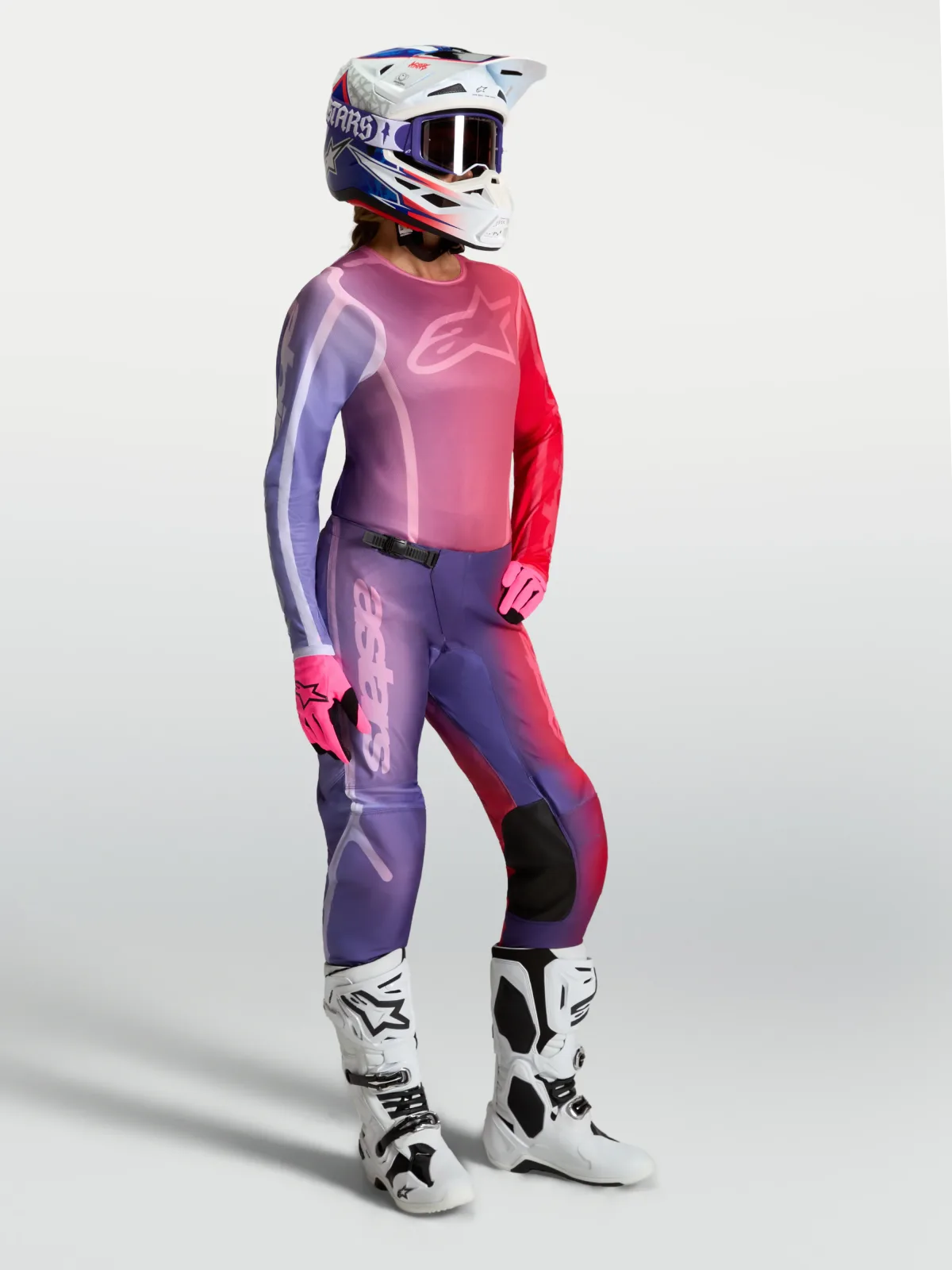 Дамско мотокрос джърси Alpinestars Stella Fluid Kepler Purple Rouge Red
