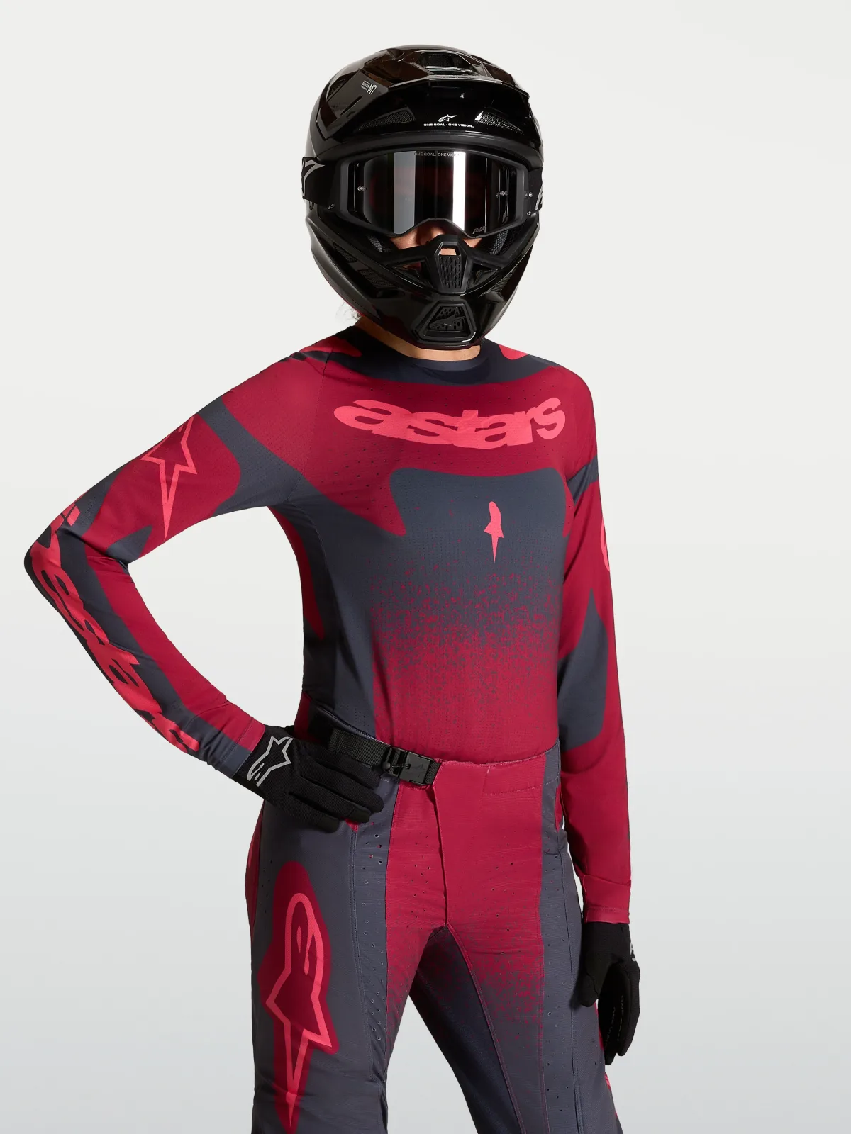 Дамско мотокрос джърси Alpinestars Stella Techstar Swan Crimson Dark Gray Rouge Red