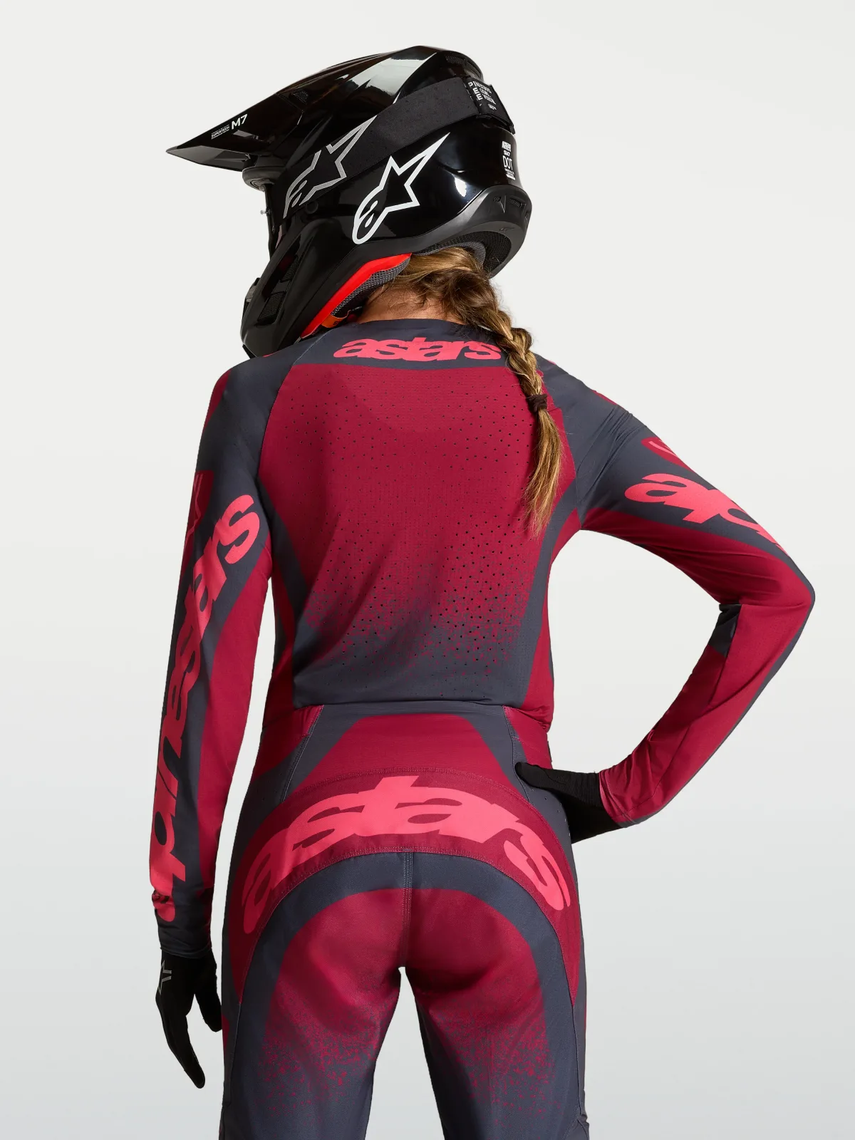Дамско мотокрос джърси Alpinestars Stella Techstar Swan Crimson Dark Gray Rouge Red