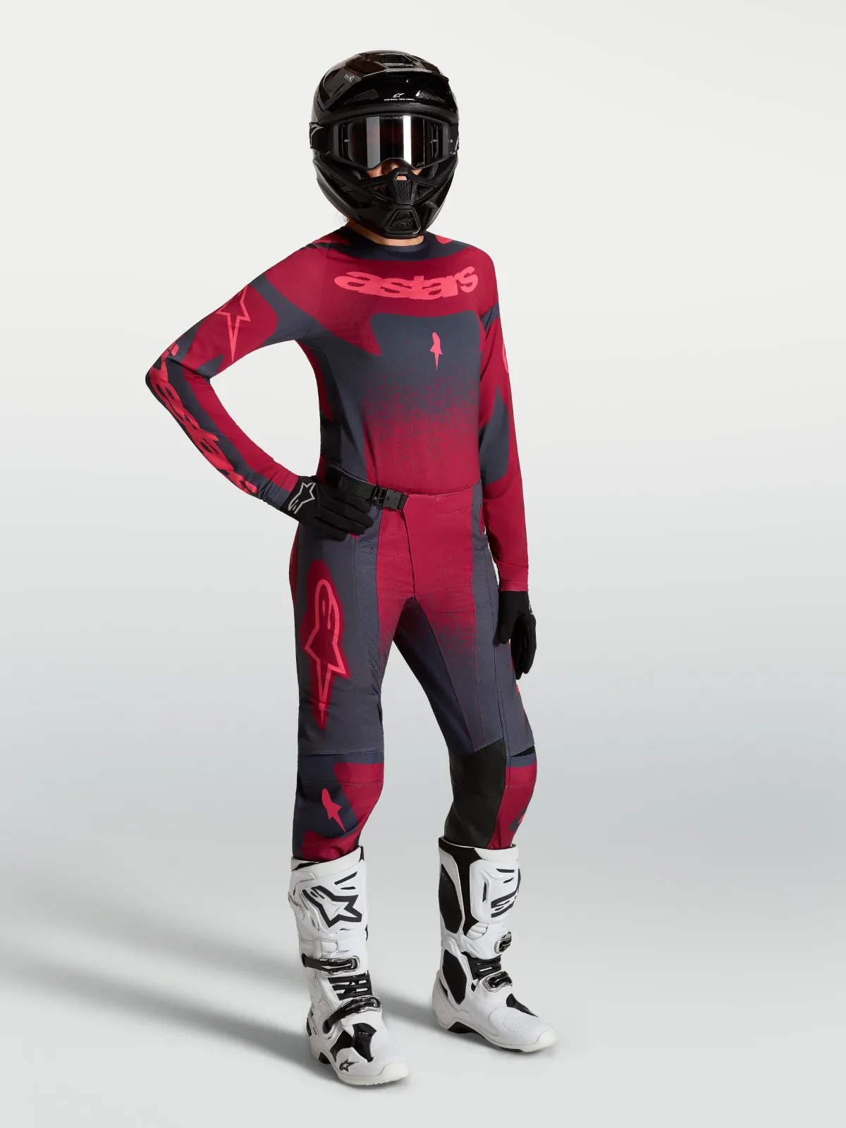 Дамско мотокрос джърси Alpinestars Stella Techstar Swan Crimson Dark Gray Rouge Red