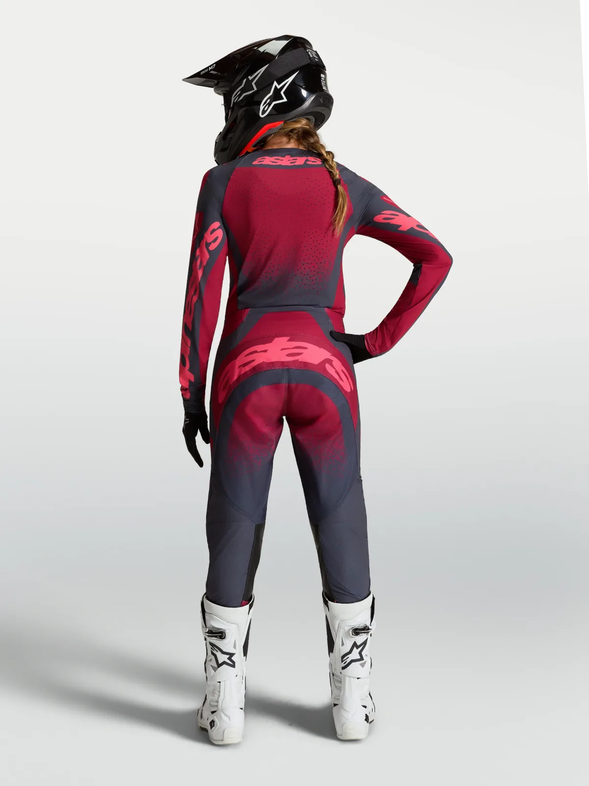Дамско мотокрос джърси Alpinestars Stella Techstar Swan Crimson Dark Gray Rouge Red