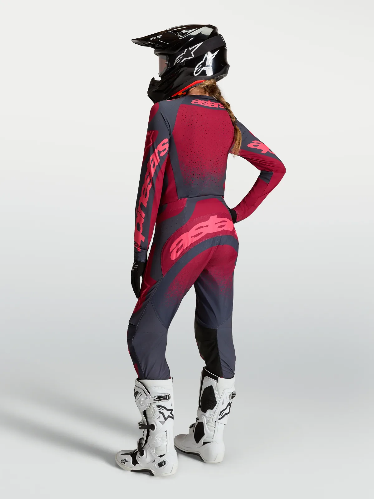 Дамско мотокрос джърси Alpinestars Stella Techstar Swan Crimson Dark Gray Rouge Red