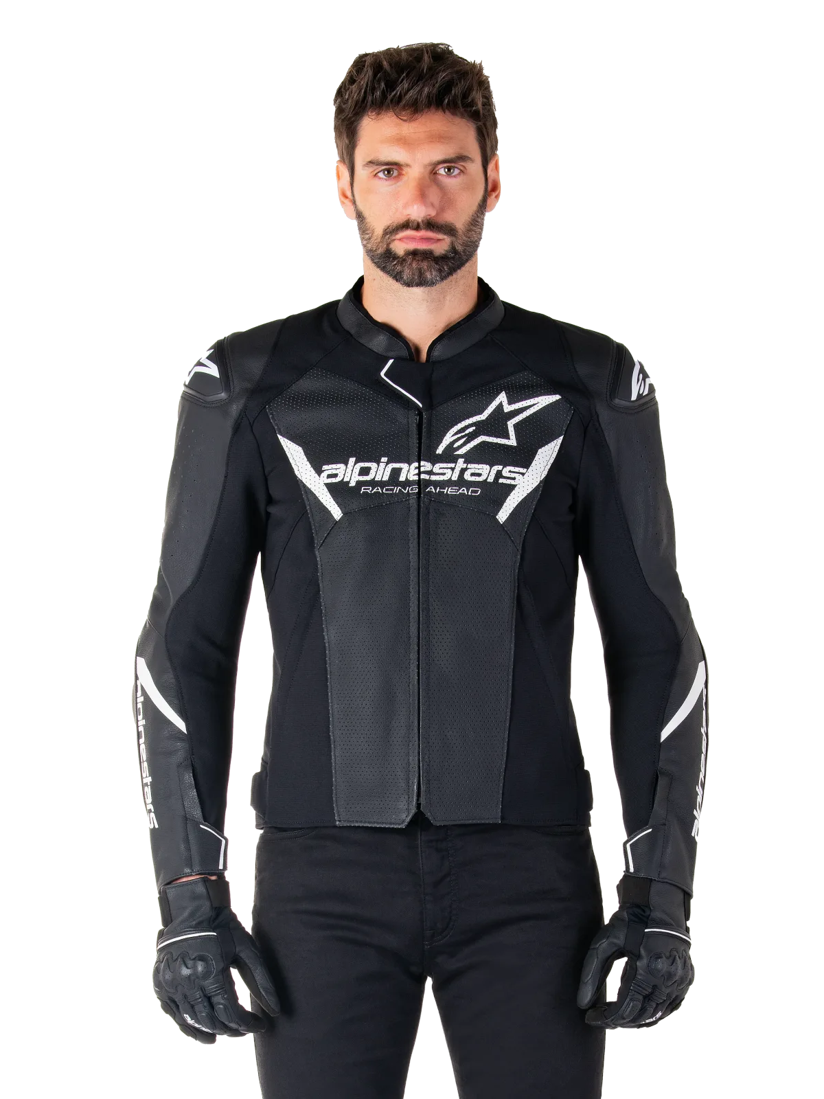Кожено яке Alpinestars Faster V3 Airflow Black White