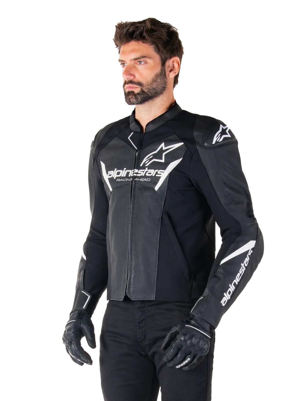 Кожено яке Alpinestars Faster V3 Airflow Black White
