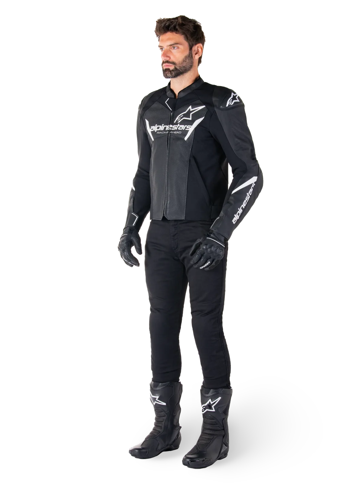 Кожено яке Alpinestars Faster V3 Airflow Black White
