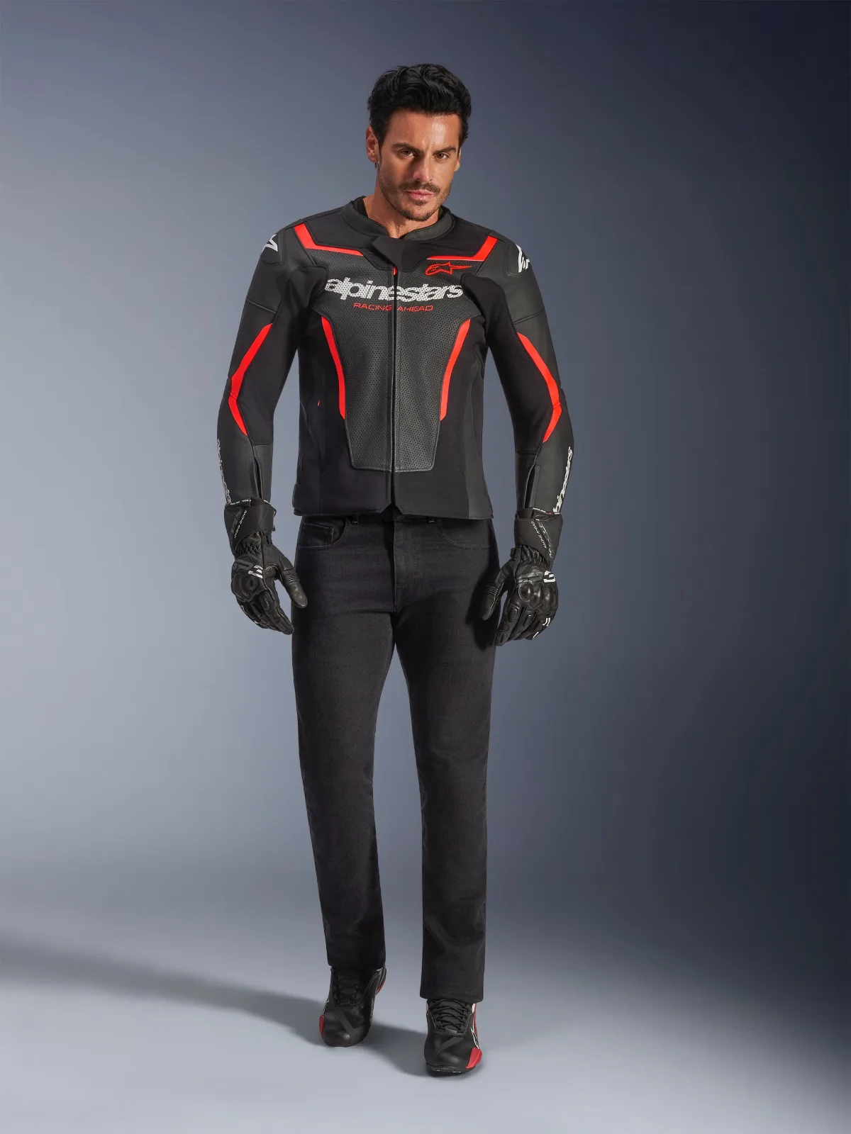 Кожено яке Alpinestars GP Force V2 Air Black Red Fluo