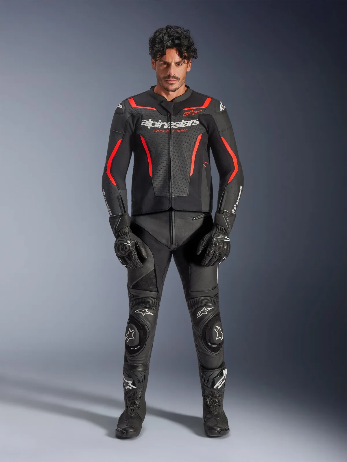 Кожено яке Alpinestars GP Force V2 Air Black Red Fluo