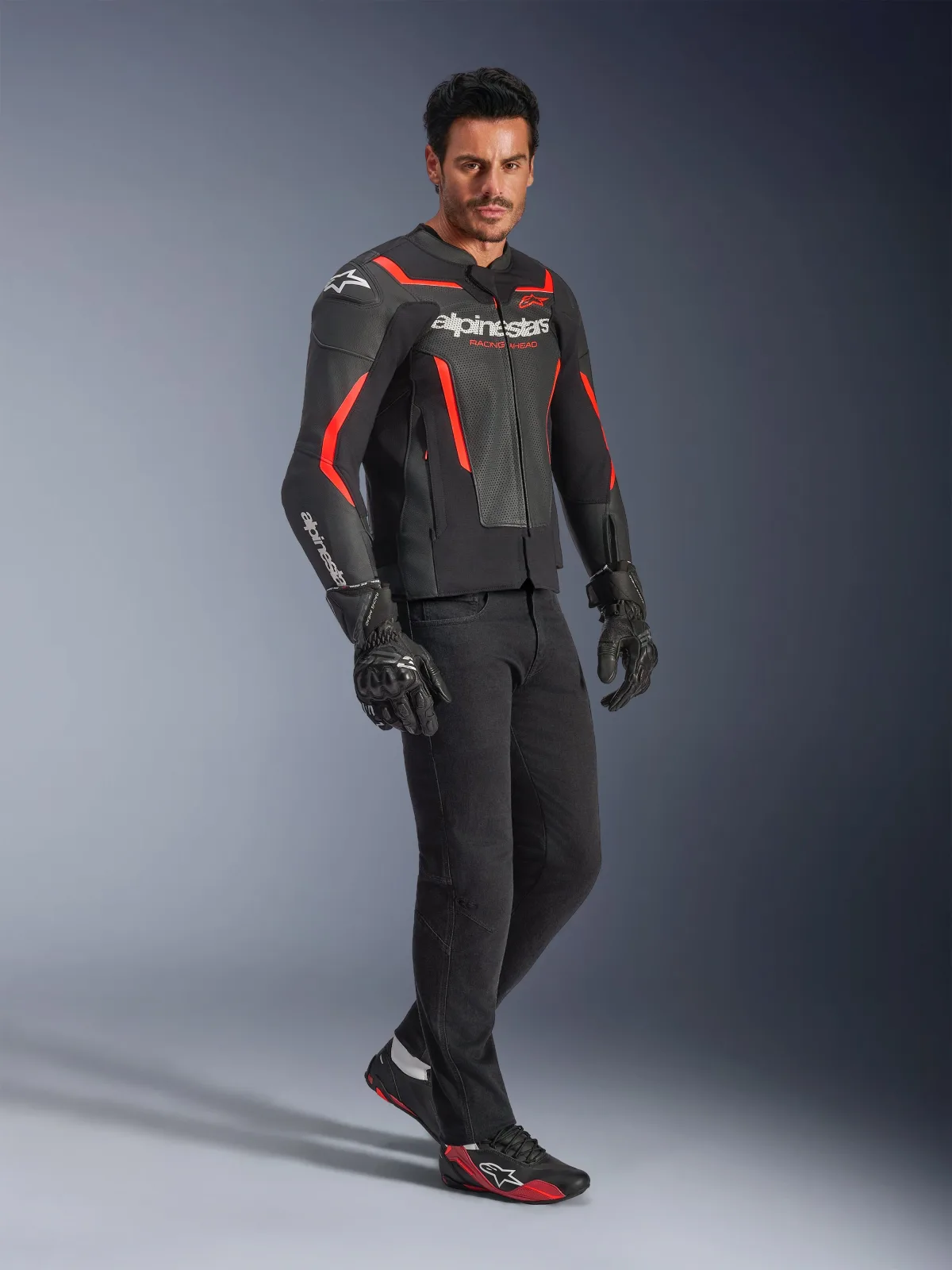 Кожено яке Alpinestars GP Force V2 Air Black Red Fluo