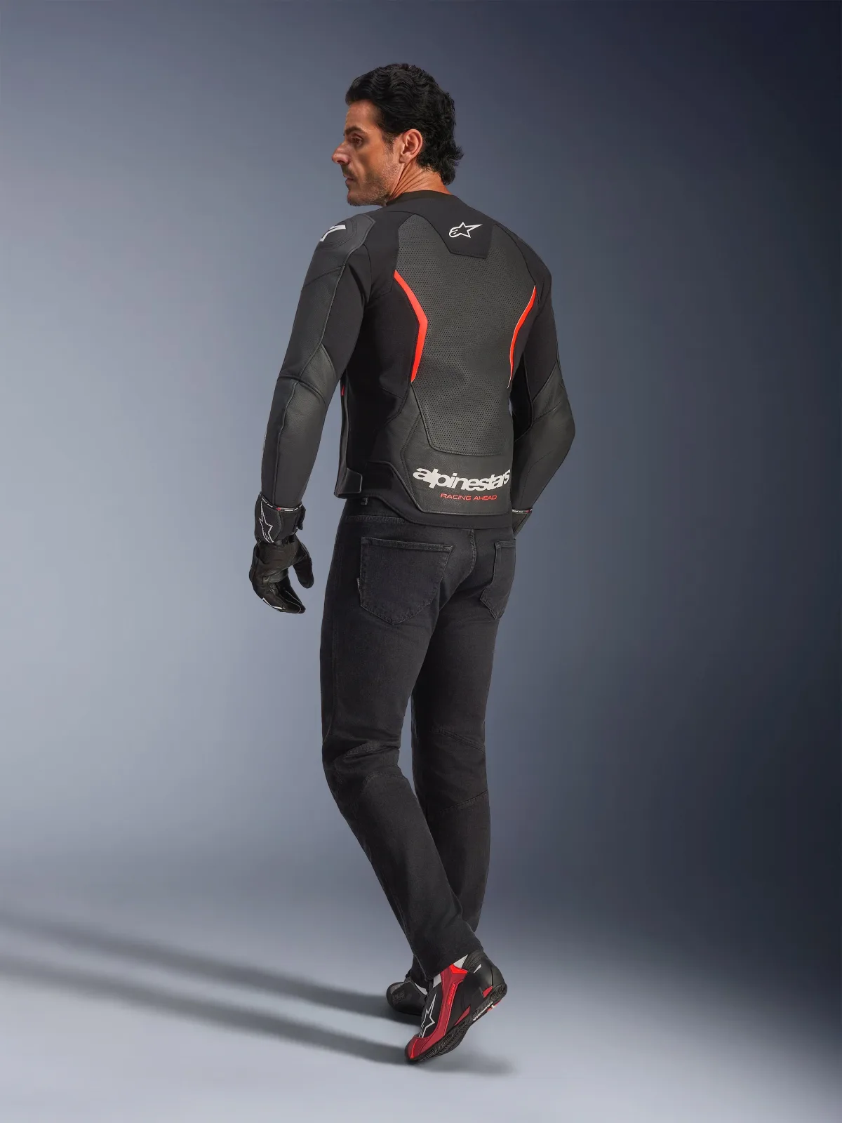 Кожено яке Alpinestars GP Force V2 Air Black Red Fluo