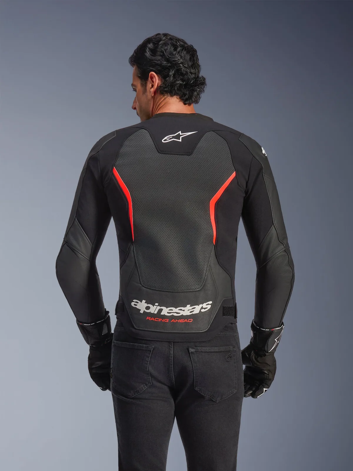 Кожено яке Alpinestars GP Force V2 Air Black Red Fluo