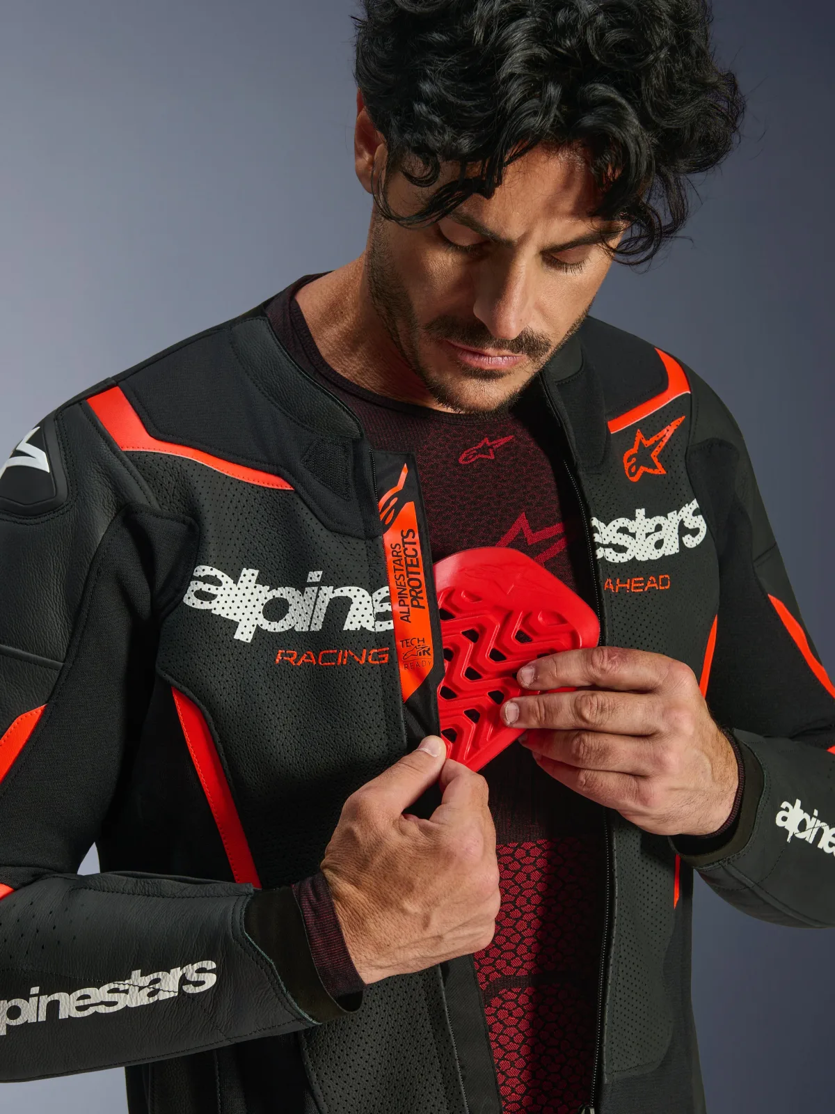 Кожено яке Alpinestars GP Force V2 Air Black Red Fluo