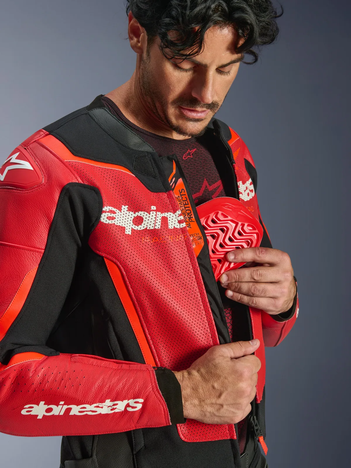 Кожено яке Alpinestars GP Force V2 Air Red Red Fluo