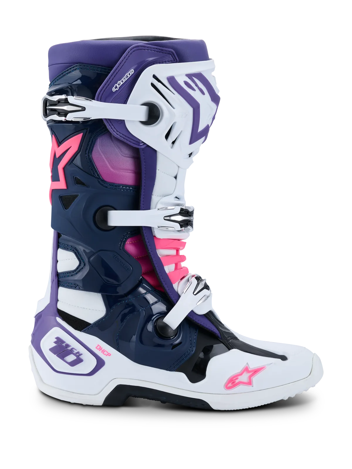Мотокрос ботуши Alpinestars Tech 10 White Violet Navy Blue Pink Fluo