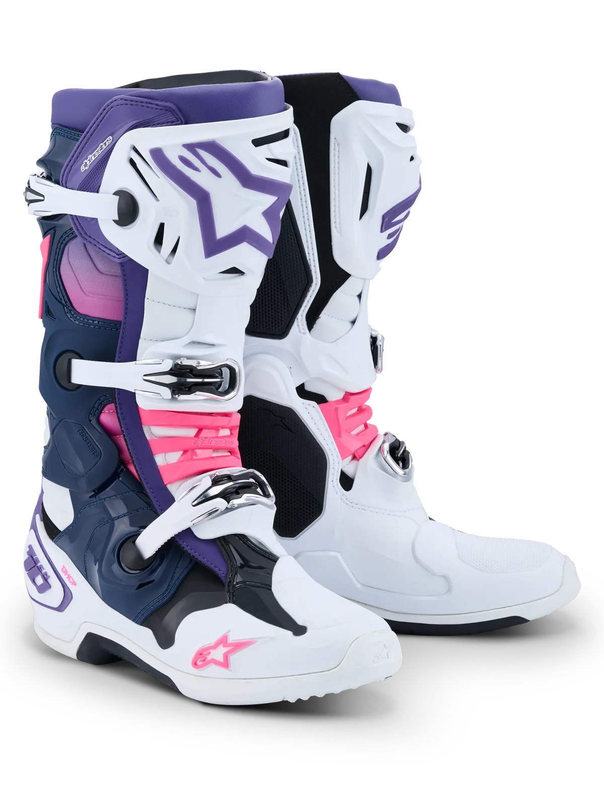 Мотокрос ботуши Alpinestars Tech 10 White Violet Navy Blue Pink Fluo