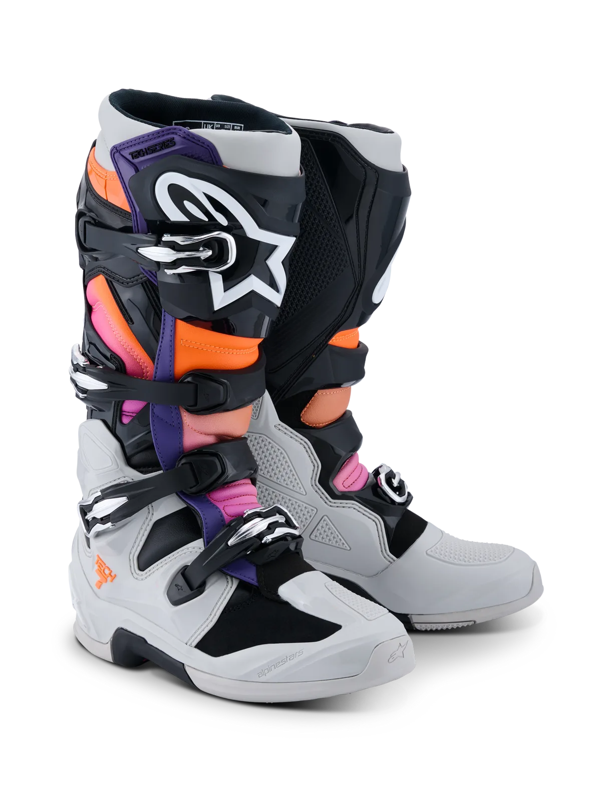 Мотокрос ботуши Alpinestars Tech 7 Black Light Gray Orange Fluo Magenta