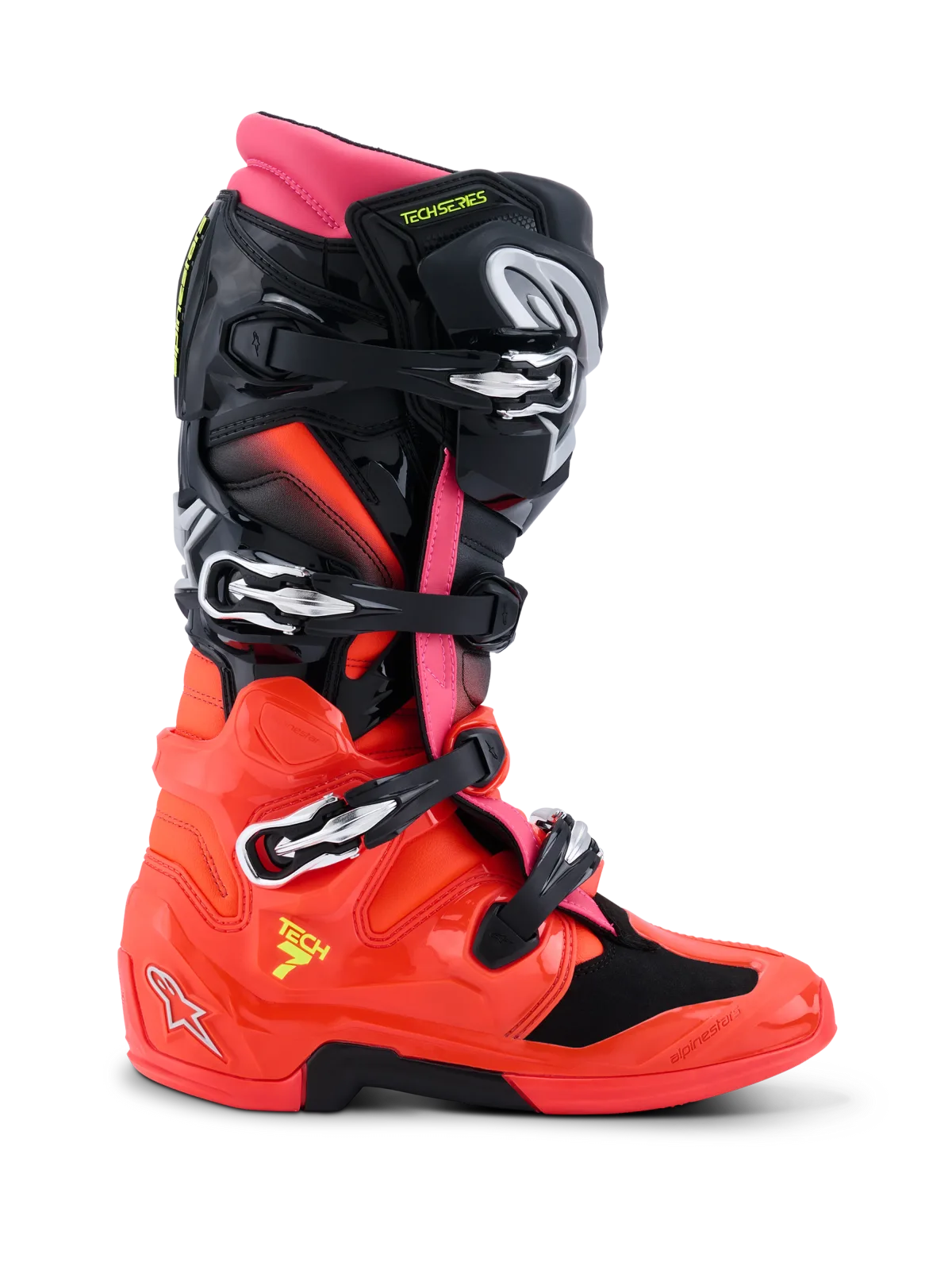 Мотокрос ботуши Alpinestars Tech 7 Black Red Fluo Pink Fluo