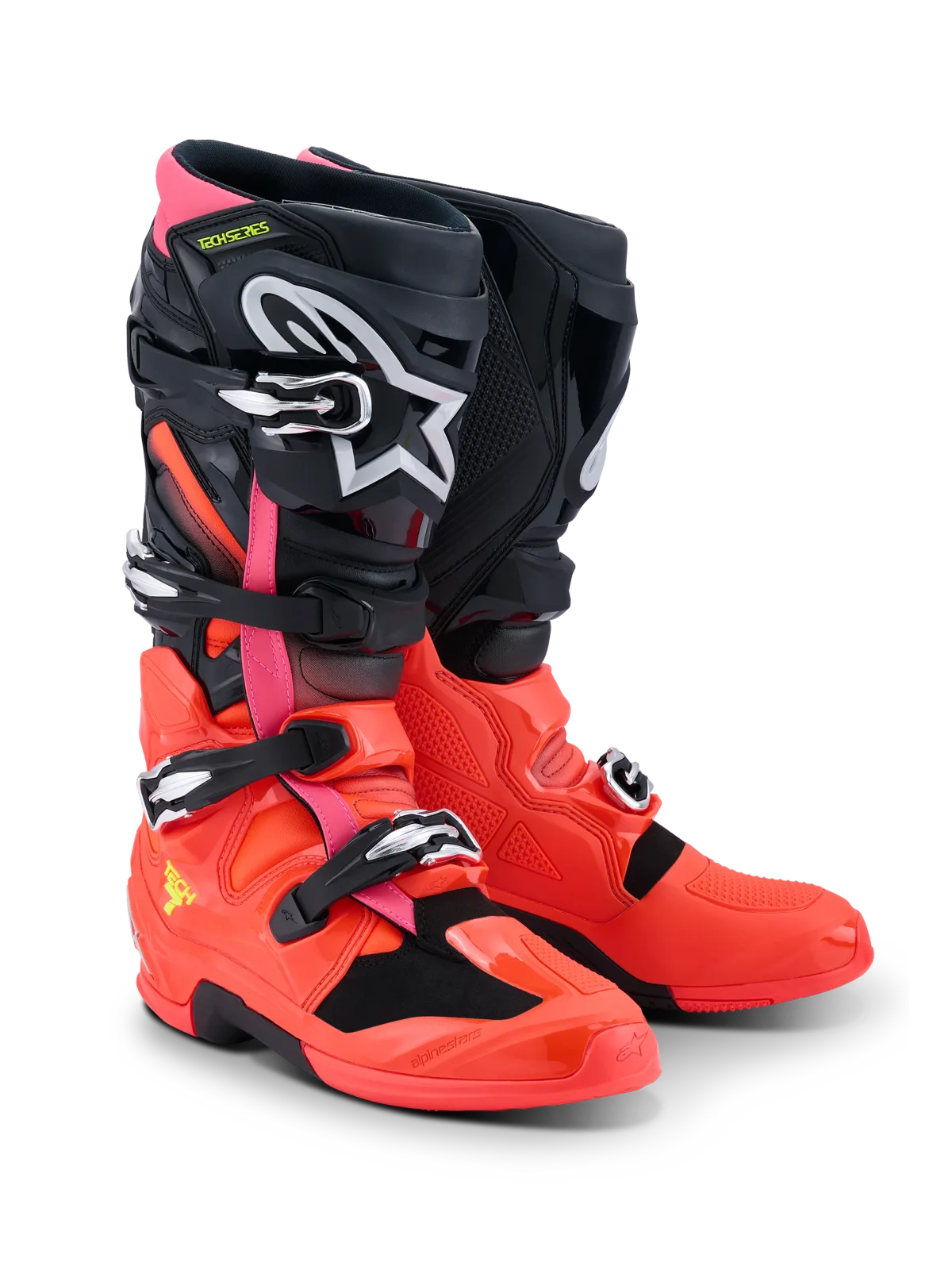 Мотокрос ботуши Alpinestars Tech 7 Black Red Fluo Pink Fluo