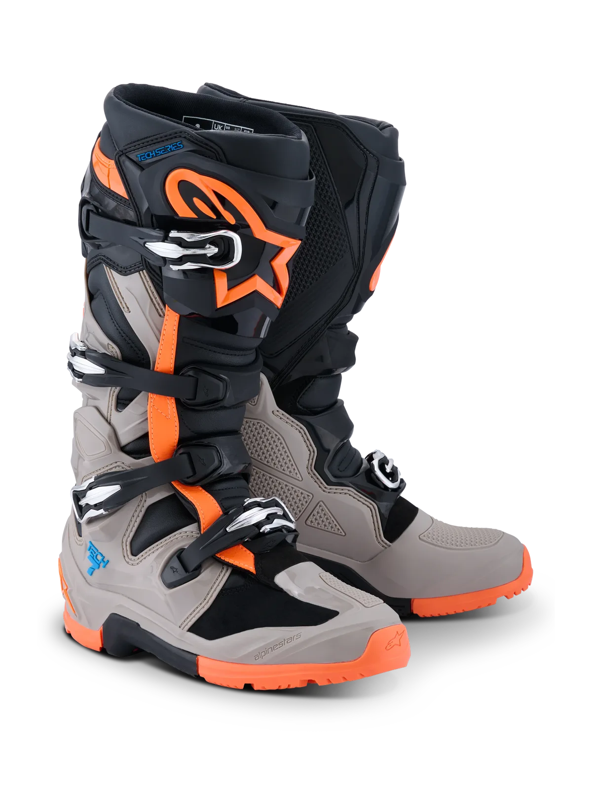 Мотокрос ботуши Alpinestars Tech 7 Enduro Black Warm Gray Orange Fluo