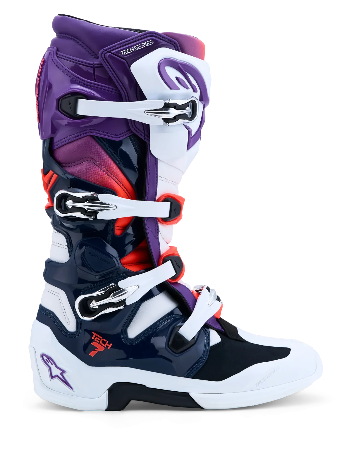 Мотокрос ботуши Alpinestars Tech 7 Purple White Dark Blue Red Fluo