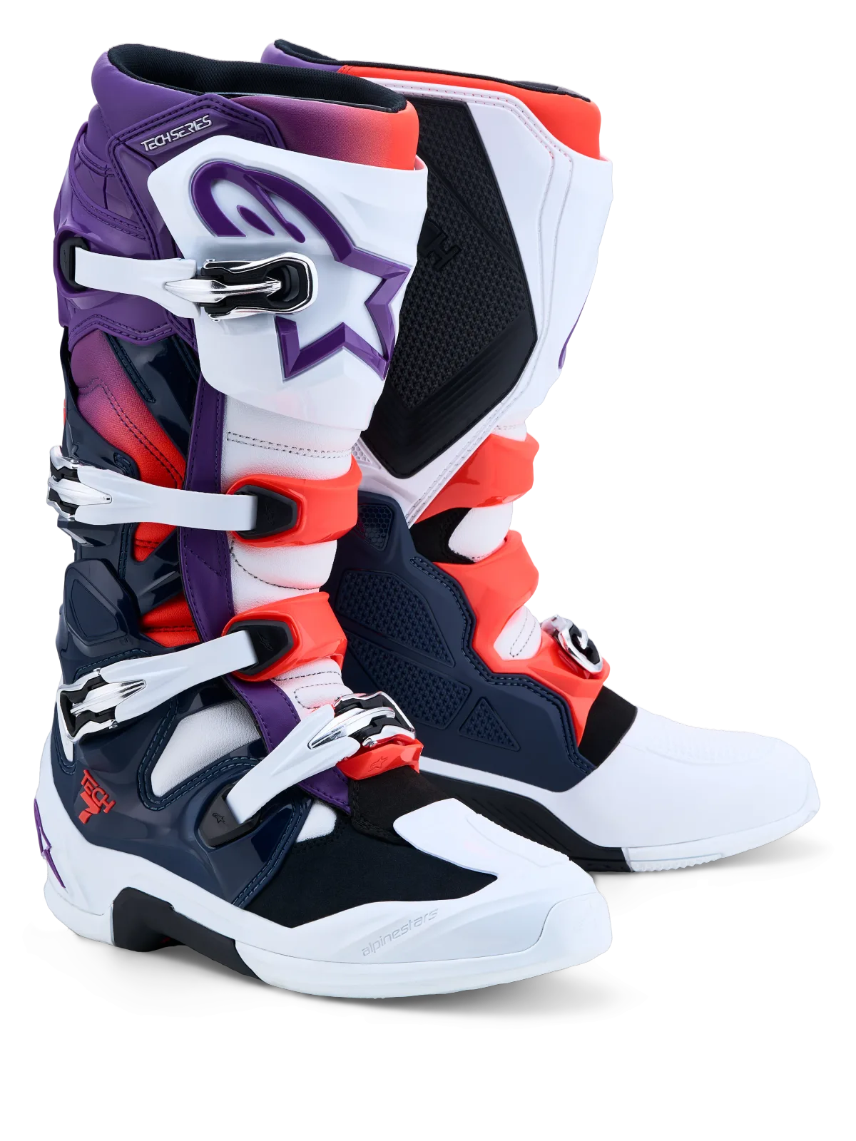 Мотокрос ботуши Alpinestars Tech 7 Purple White Dark Blue Red Fluo