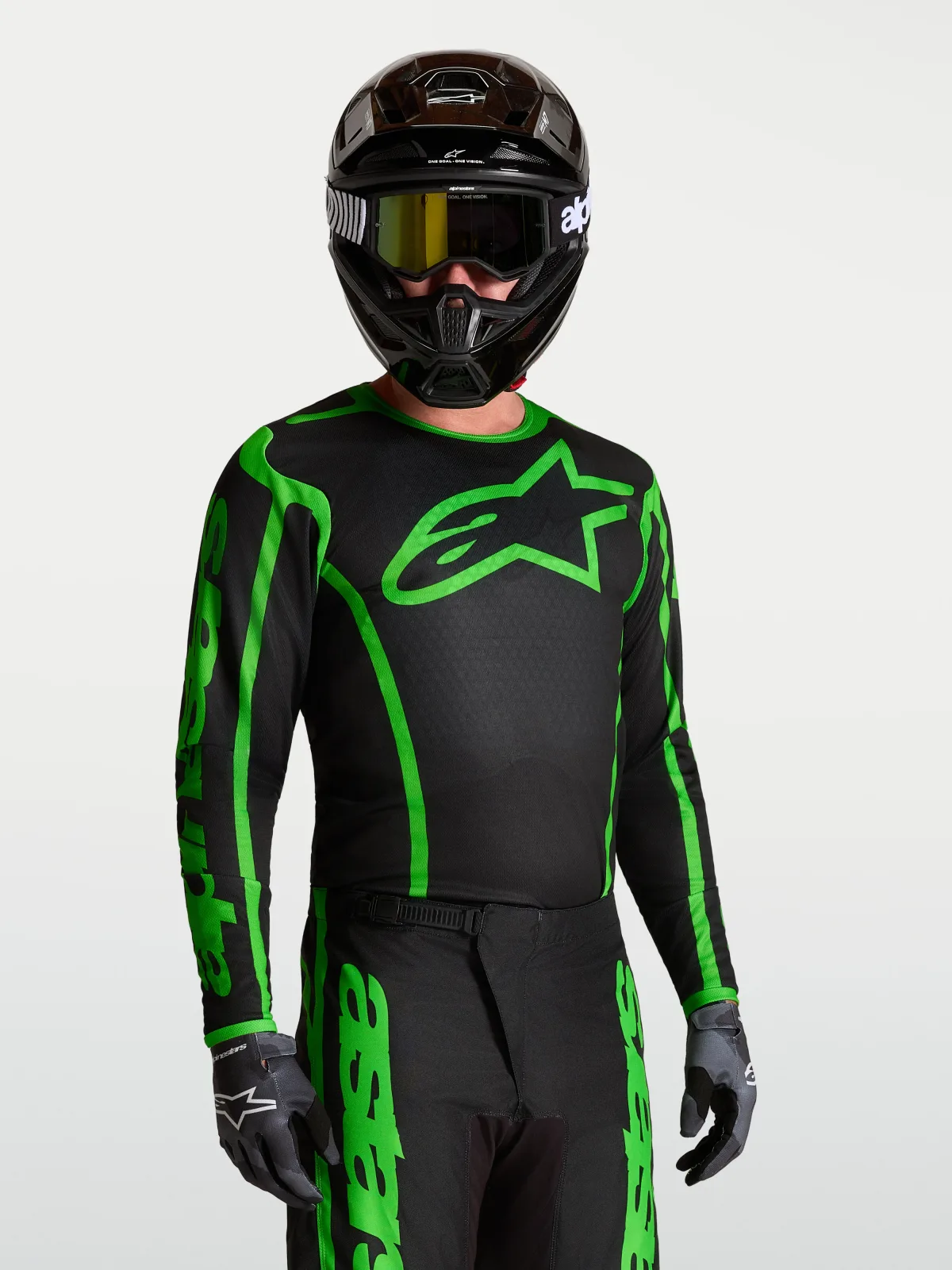 Мотокрос джърси Alpinestars Fluid Apex V2 Black Green Fluo