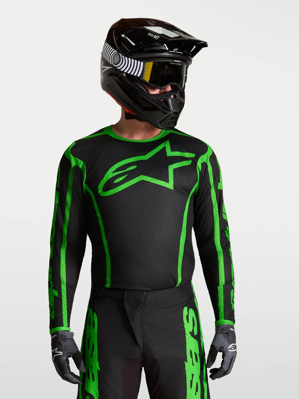 Мотокрос джърси Alpinestars Fluid Apex V2 Black Green Fluo