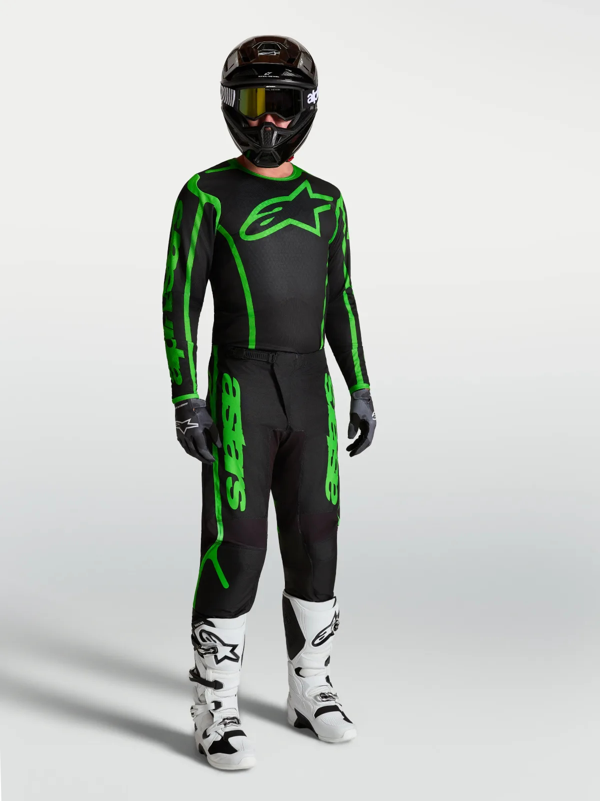 Мотокрос джърси Alpinestars Fluid Apex V2 Black Green Fluo