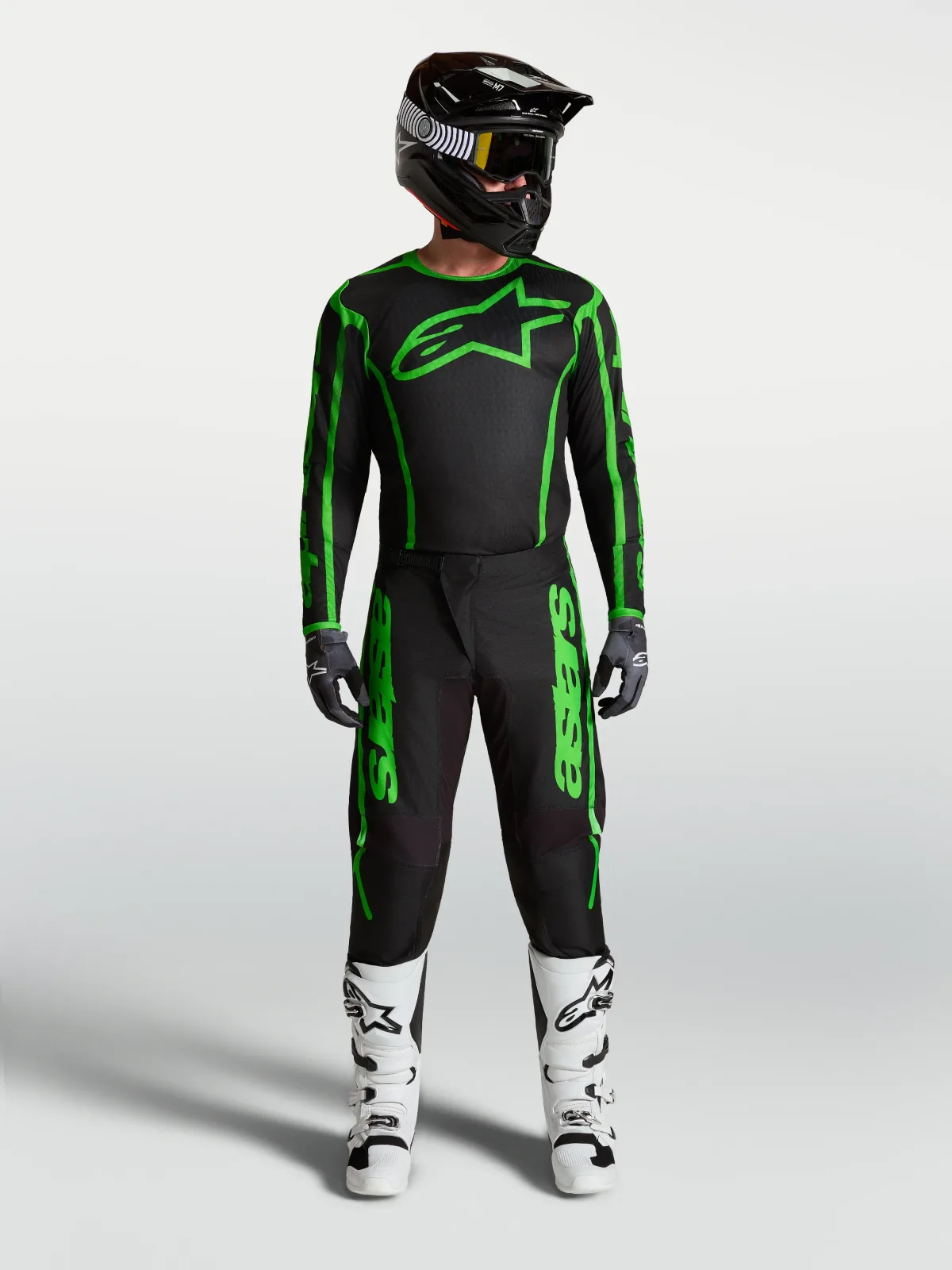Мотокрос джърси Alpinestars Fluid Apex V2 Black Green Fluo
