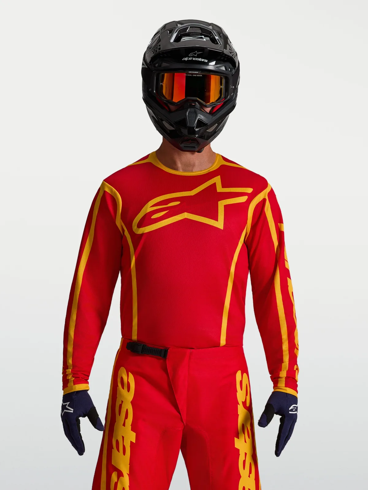 Мотокрос джърси Alpinestars Fluid Apex V2 Fire Red Gold