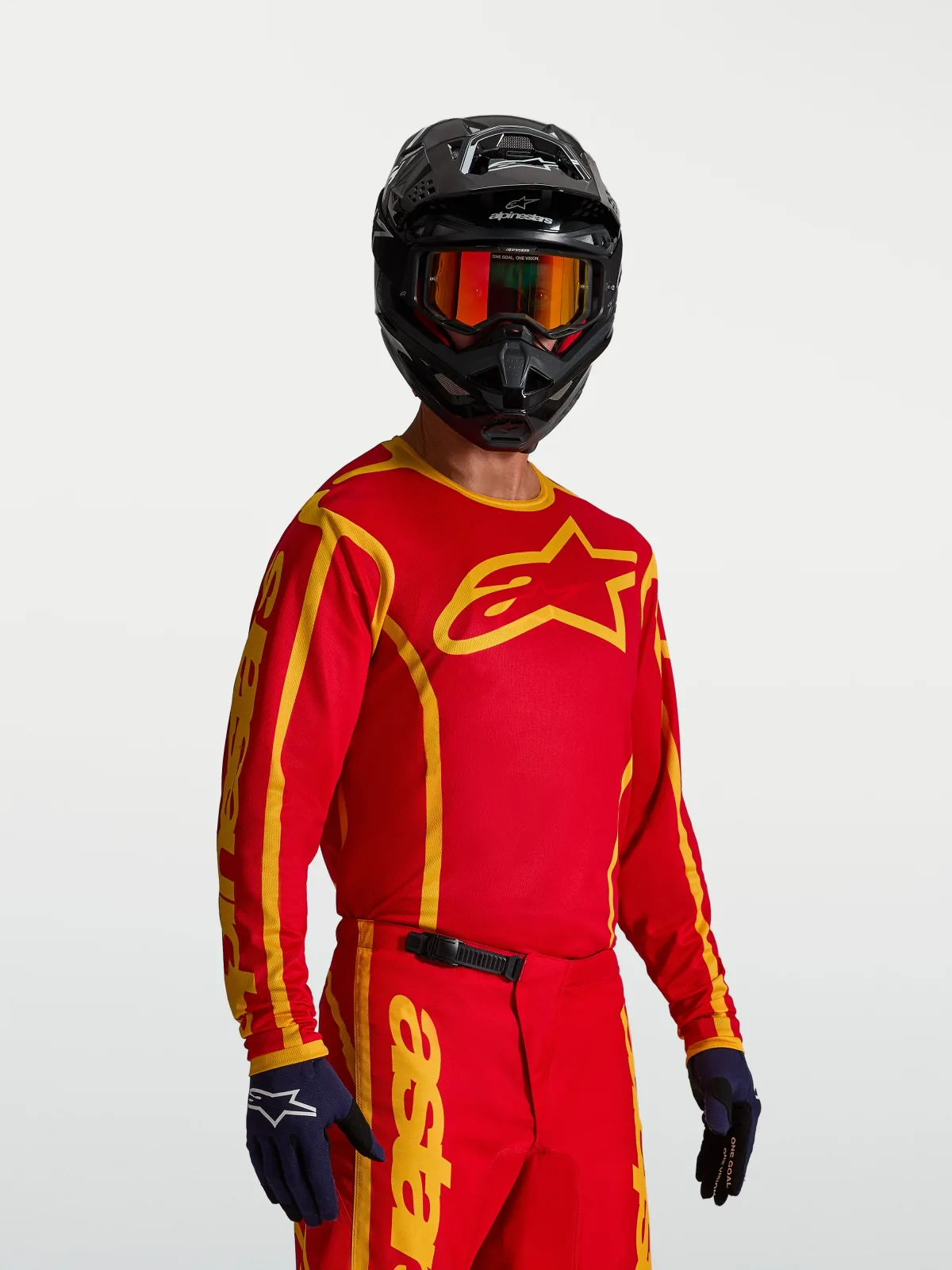 Мотокрос джърси Alpinestars Fluid Apex V2 Fire Red Gold