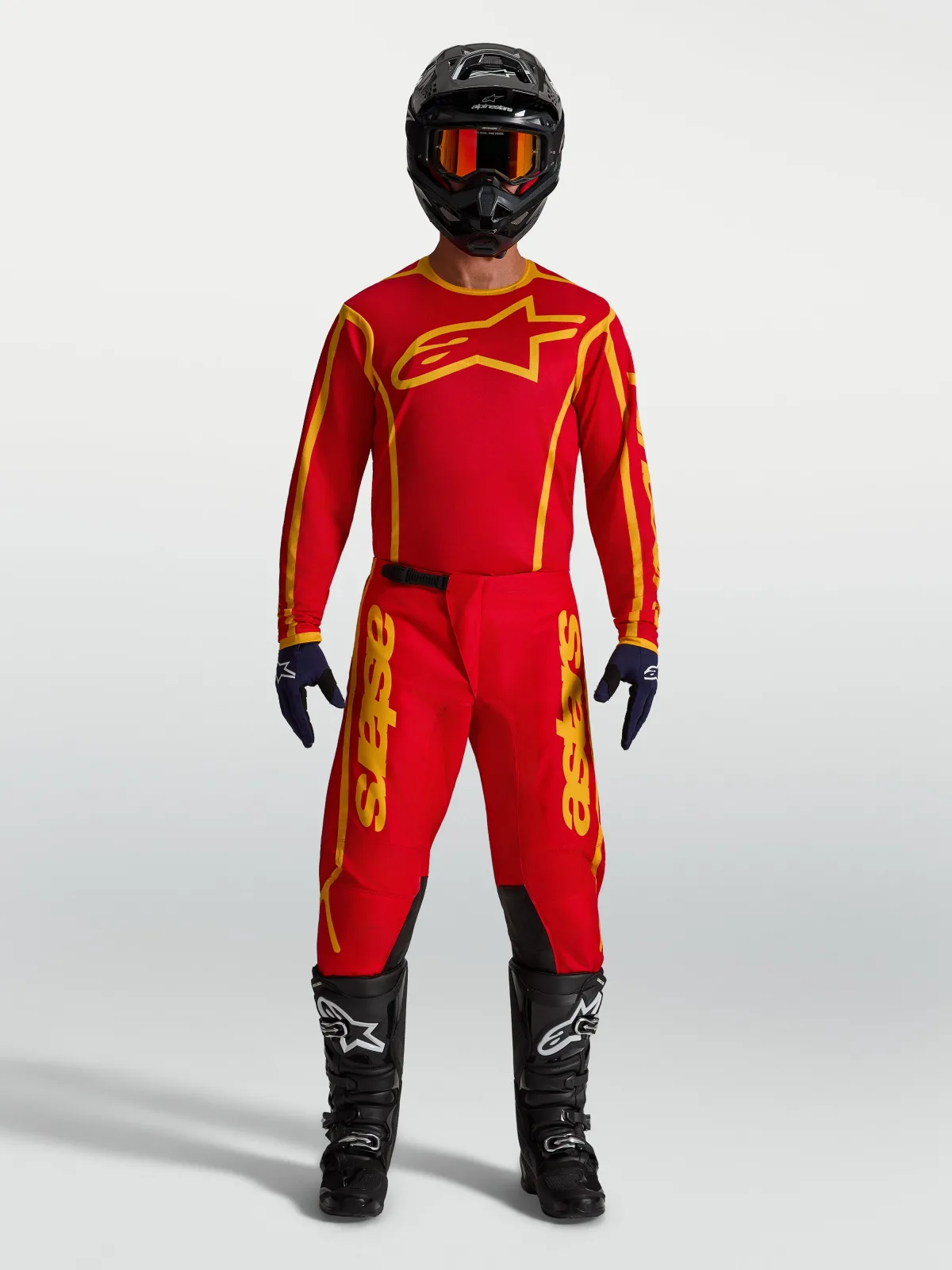 Мотокрос джърси Alpinestars Fluid Apex V2 Fire Red Gold