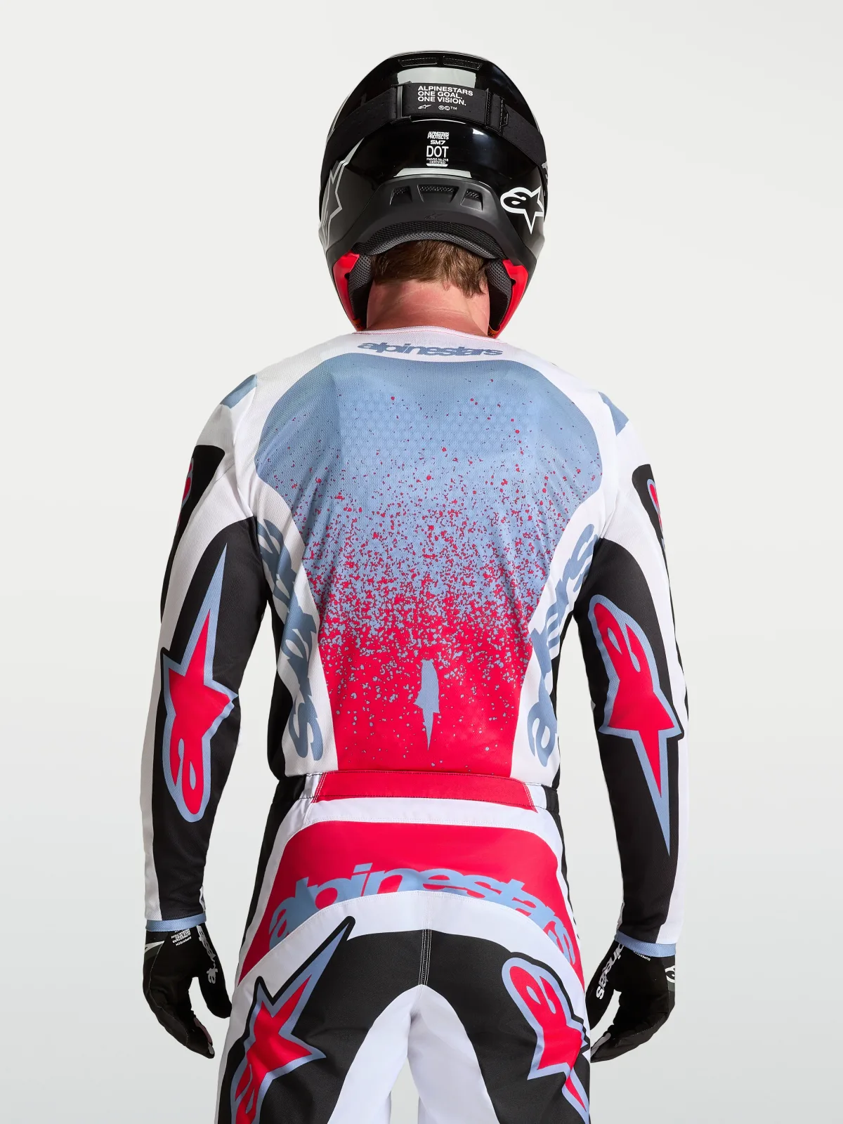 Мотокрос джърси Alpinestars Fluid Drag Black White Light Blue Red Fluo