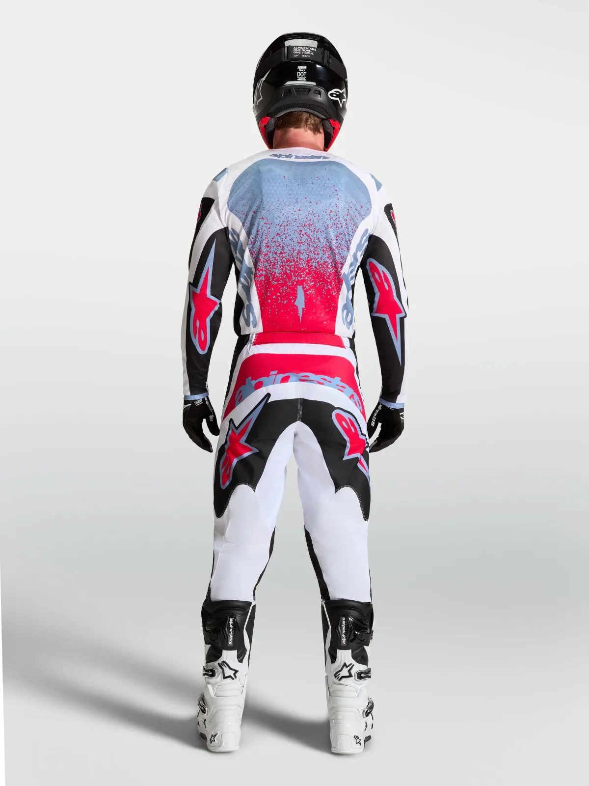 Мотокрос джърси Alpinestars Fluid Drag Black White Light Blue Red Fluo