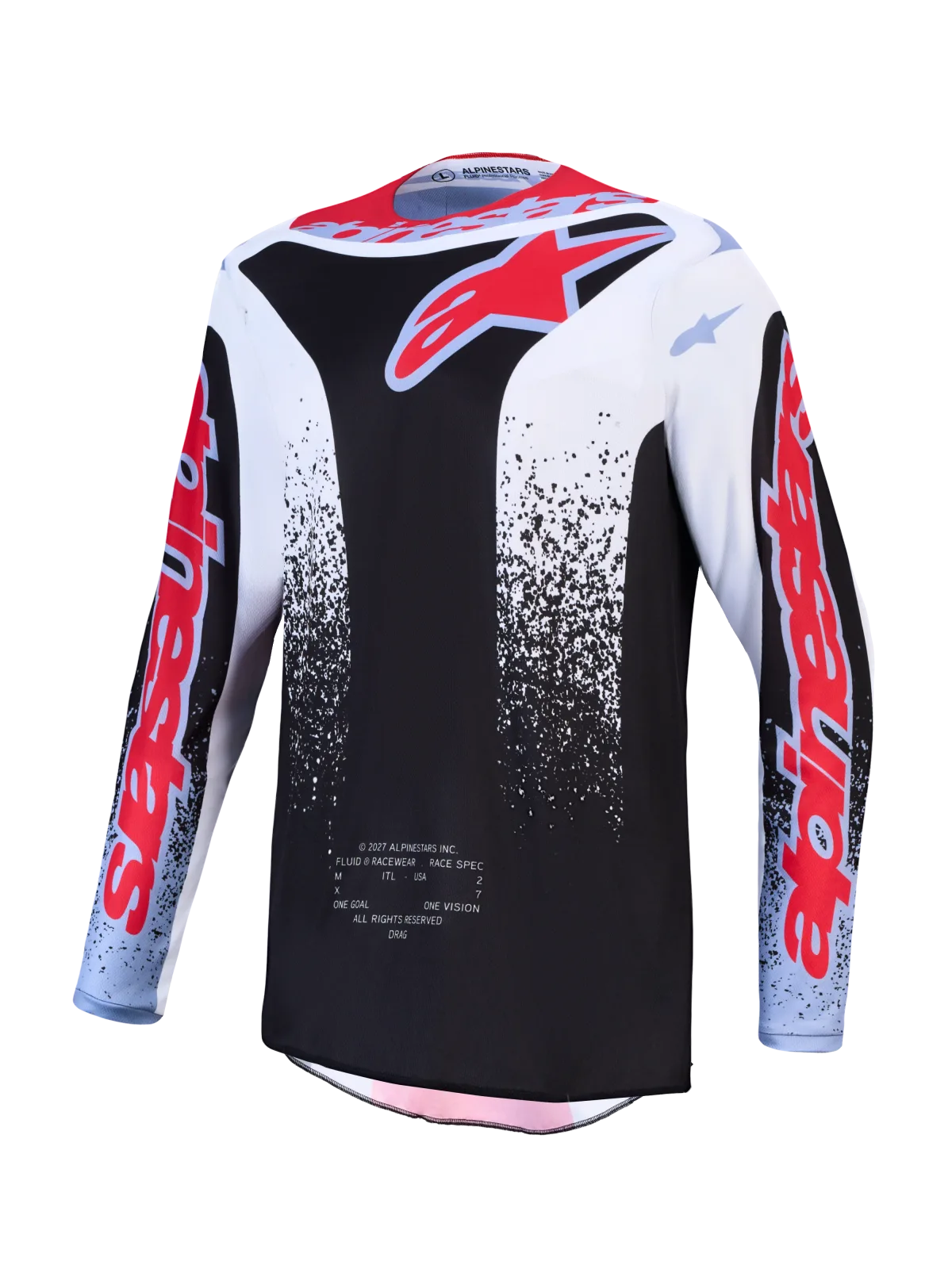 Мотокрос джърси Alpinestars Fluid Drag Black White Light Blue Red Fluo