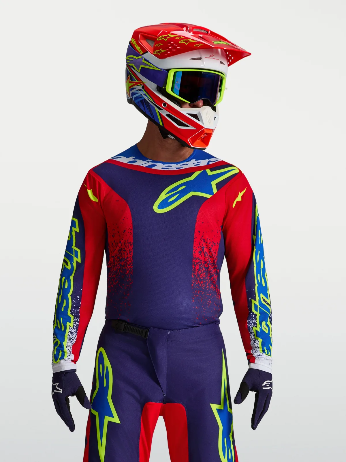 Мотокрос джърси Alpinestars Fluid Drag Blue Navy Fire Red White