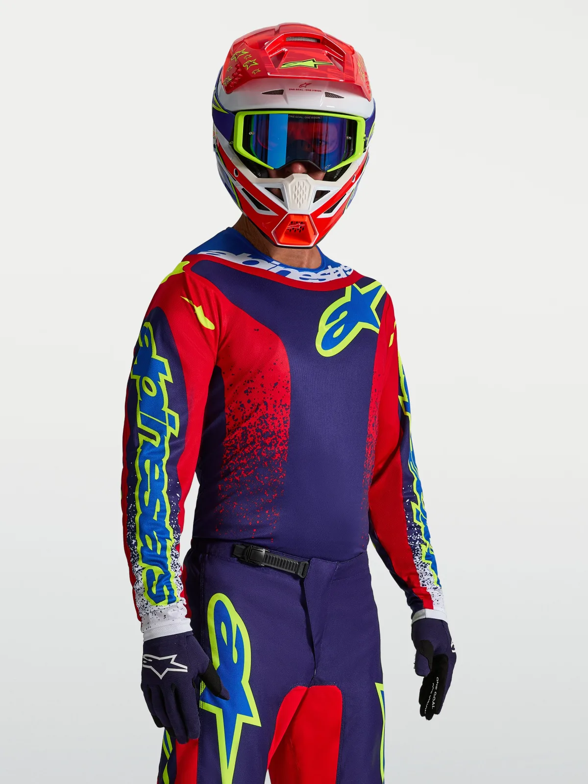 Мотокрос джърси Alpinestars Fluid Drag Blue Navy Fire Red White