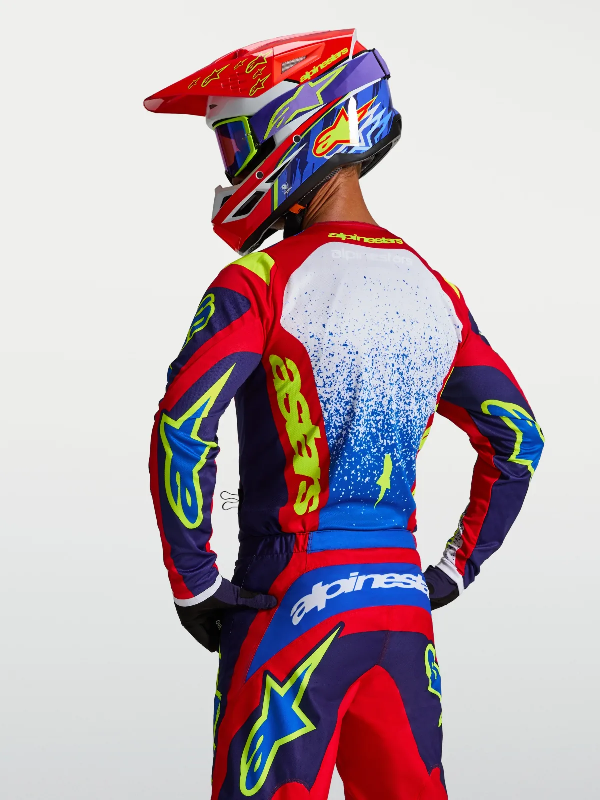 Мотокрос джърси Alpinestars Fluid Drag Blue Navy Fire Red White