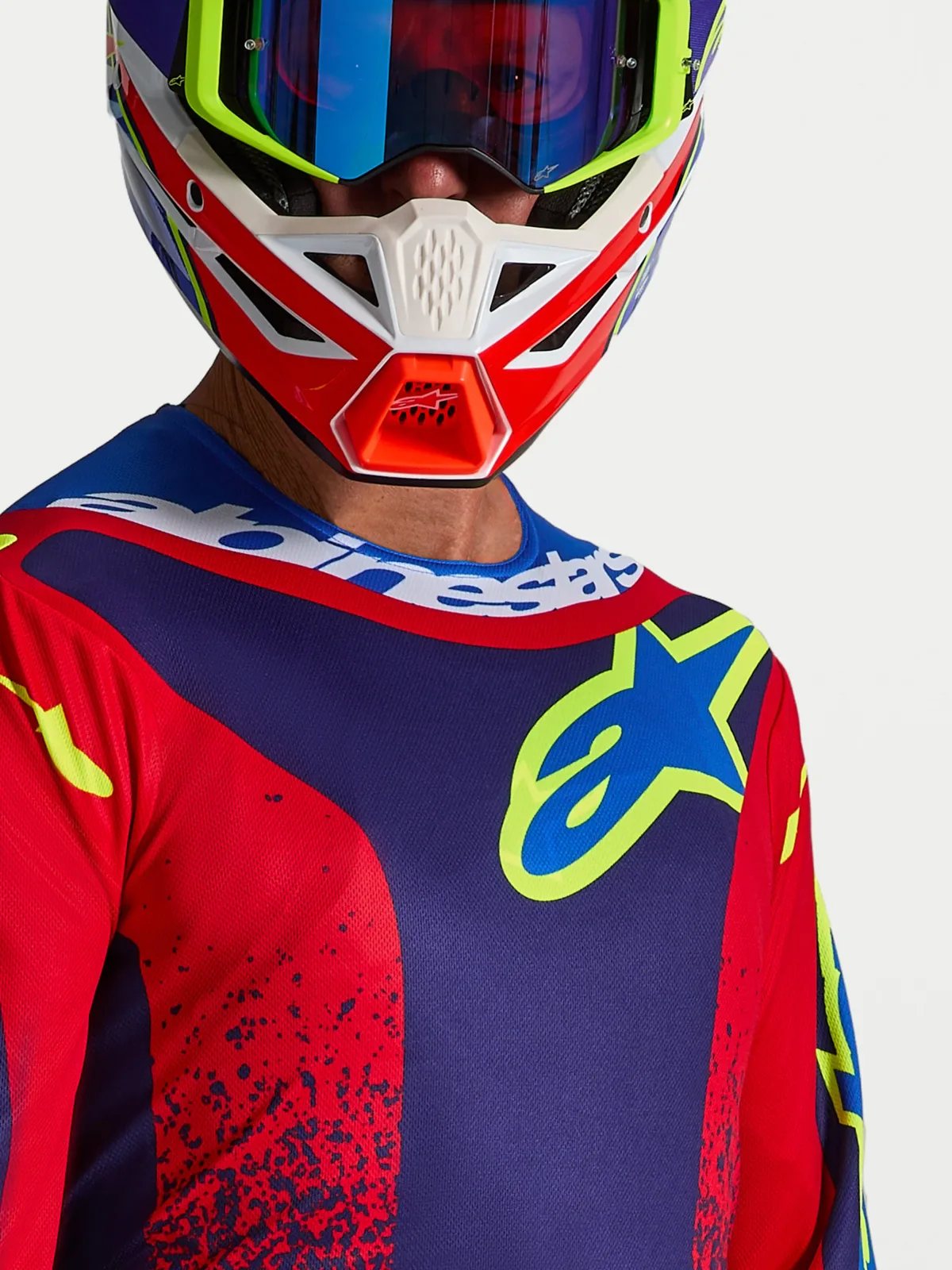 Мотокрос джърси Alpinestars Fluid Drag Blue Navy Fire Red White